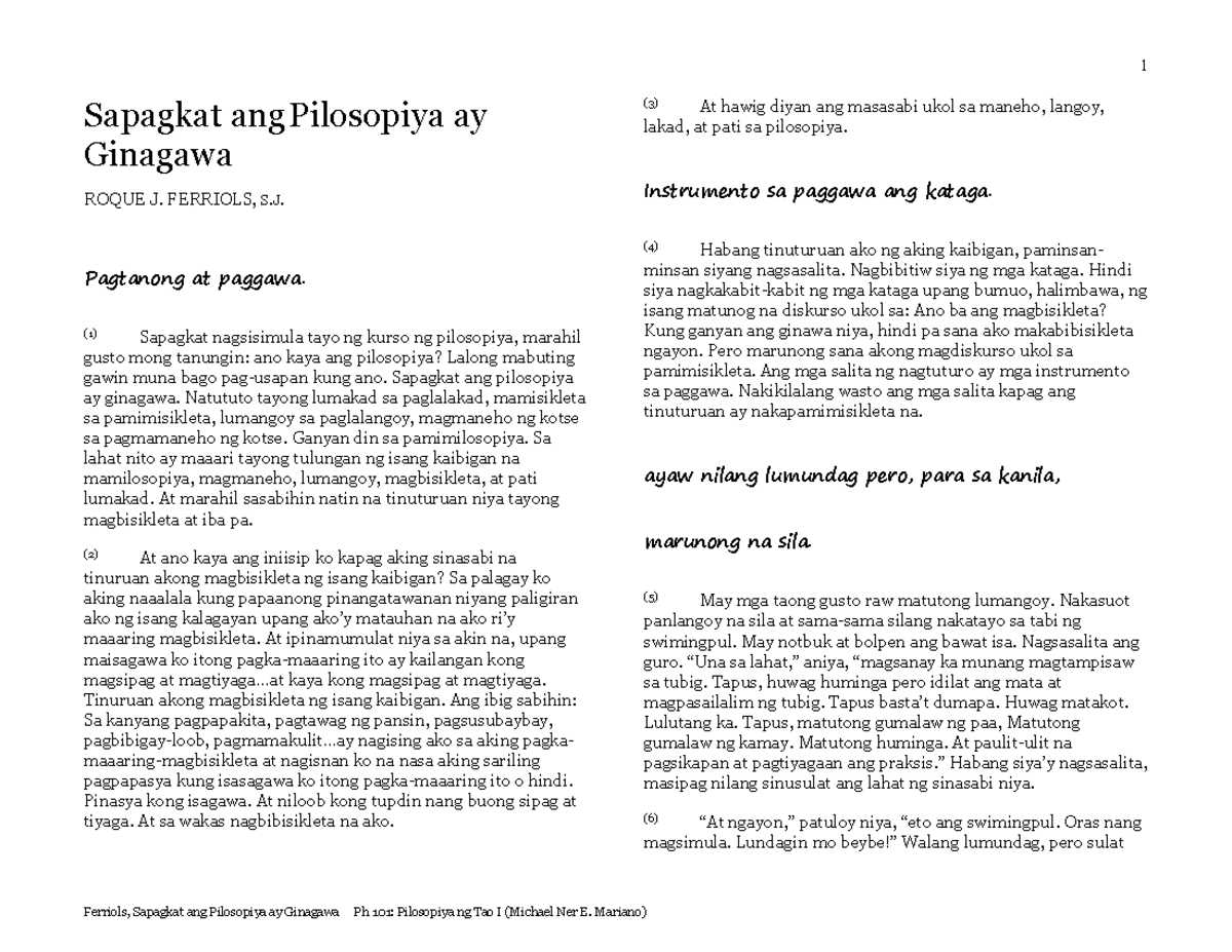 Sapagkat Ang Pilosopiya Ay Ginagawa - Sapagkat AngPilosopiya Ay ...