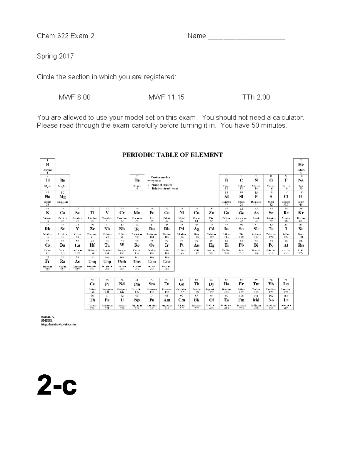 Chem 322 2017 spring exam 2 c - - Studocu