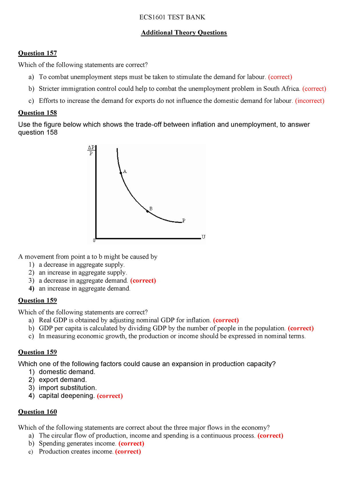 ECS Question BANK Second 6 - ECS1601 TEST BANK Additional Theory ...