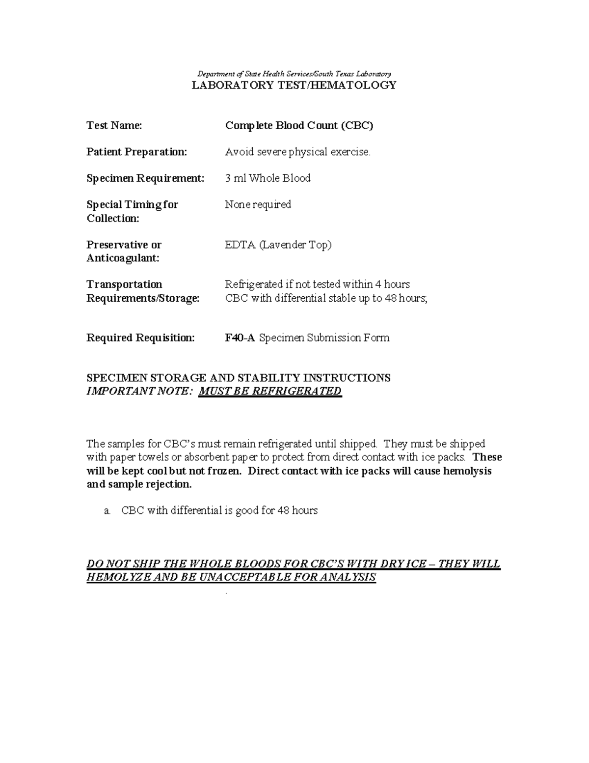 STL-Hematology - Department of State Health Services/South Texas ...