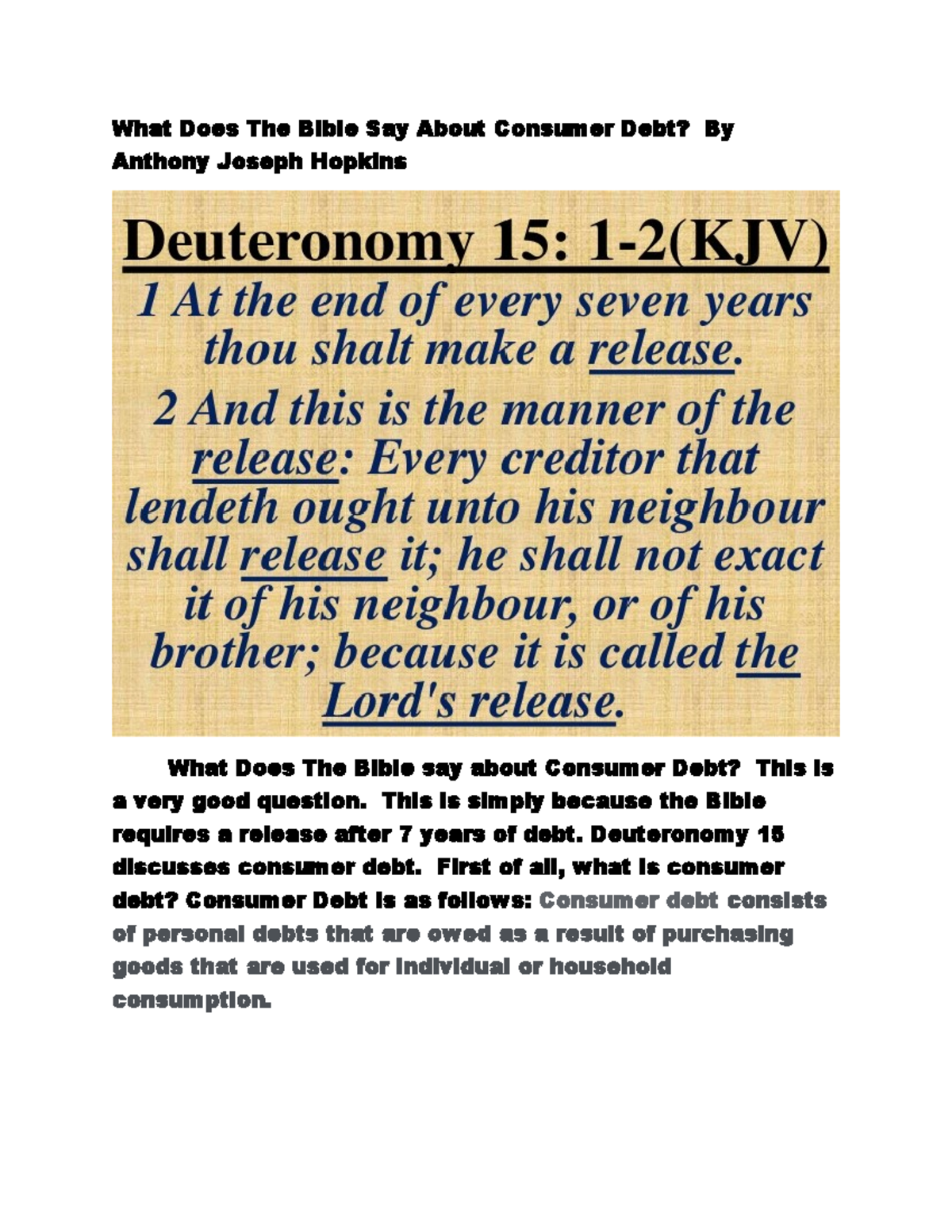 Consumer Debt and The Bible - What Does The Bible Say About Consumer ...