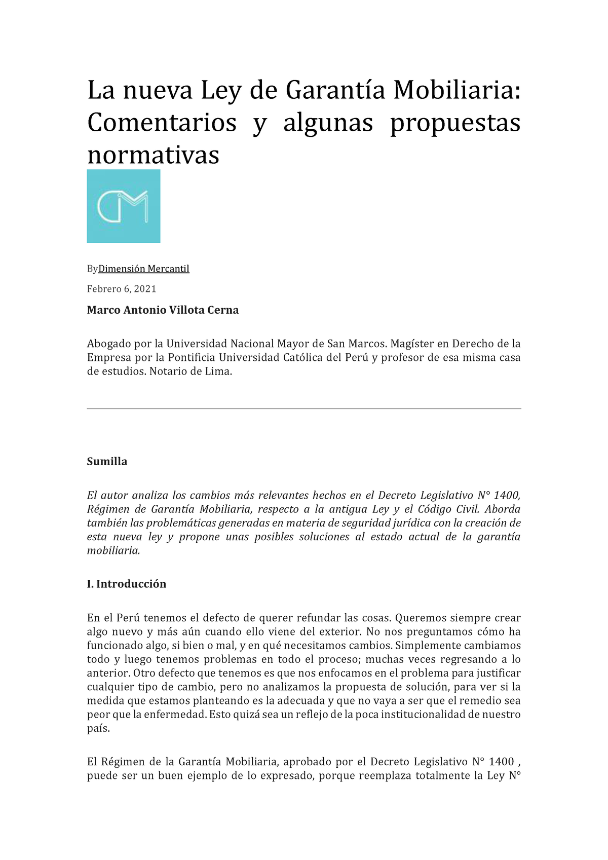 La Nueva Ley De Garantía Mobiliaria La Nueva Ley De GarantÌa