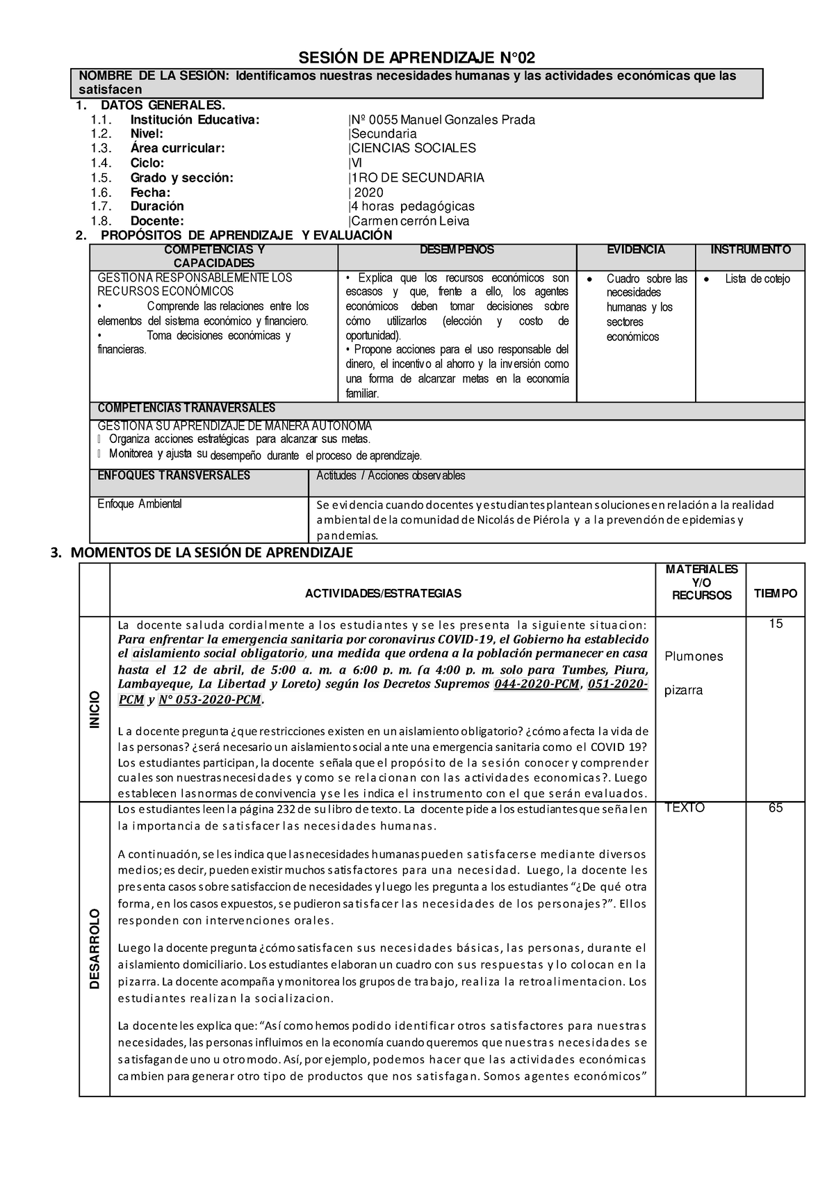 Sesindeaprendizaje 2-220601221925-61f81f32 - SESIÓN DE APRENDIZAJE N ...