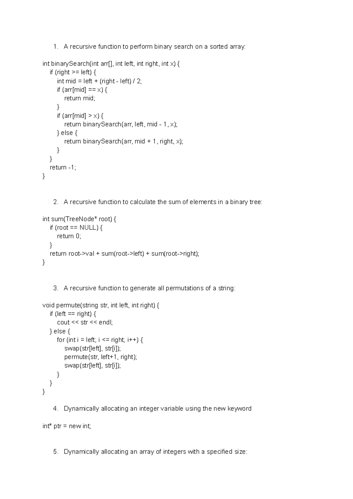 Recursive c++ examples and memory storing - A recursive function to ...