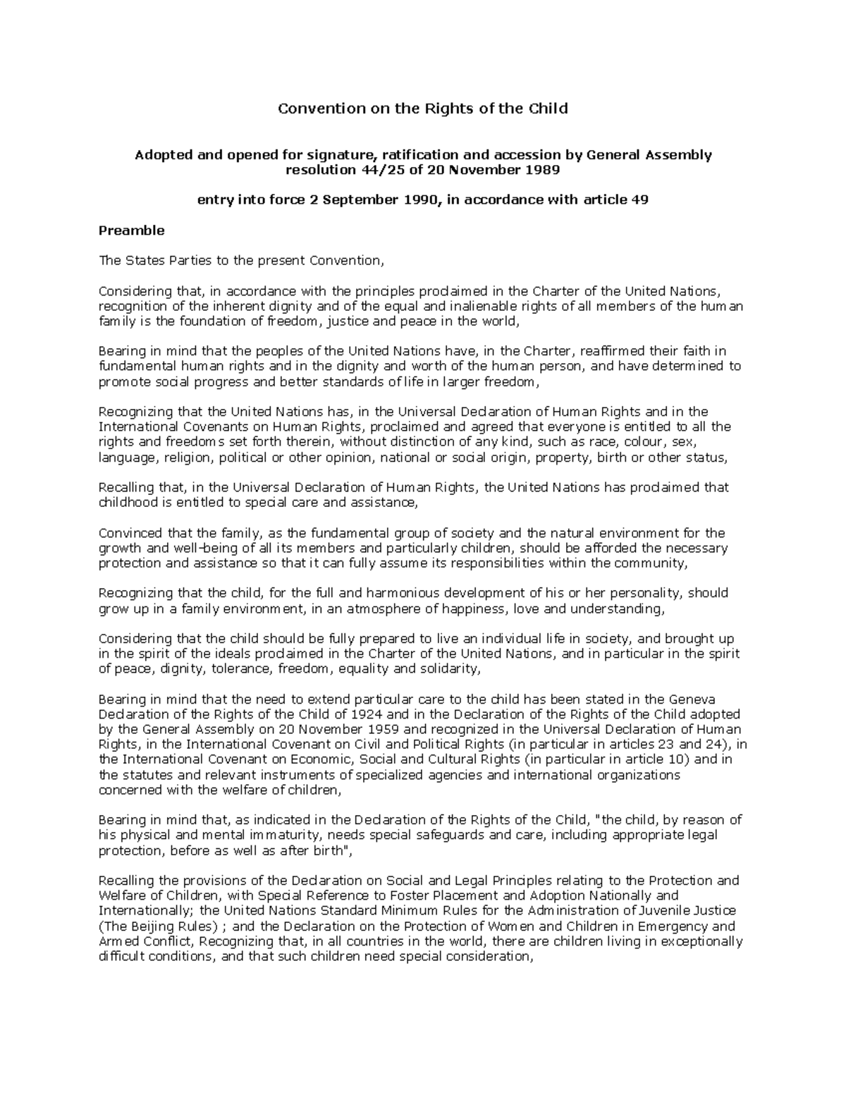 Convention on the Rights of the Child - Article 2 States Parties shall ...