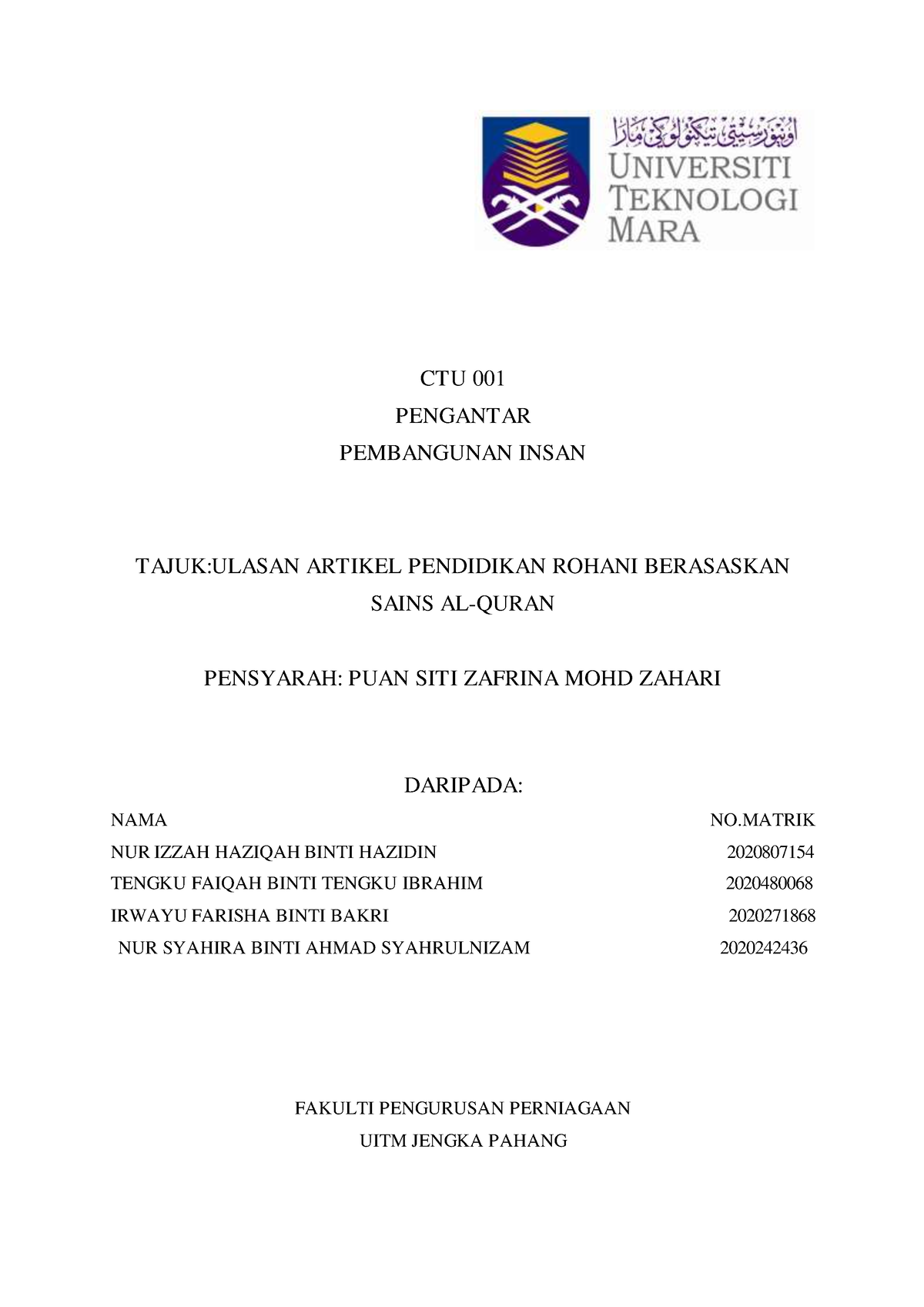 contoh article review uitm ctu