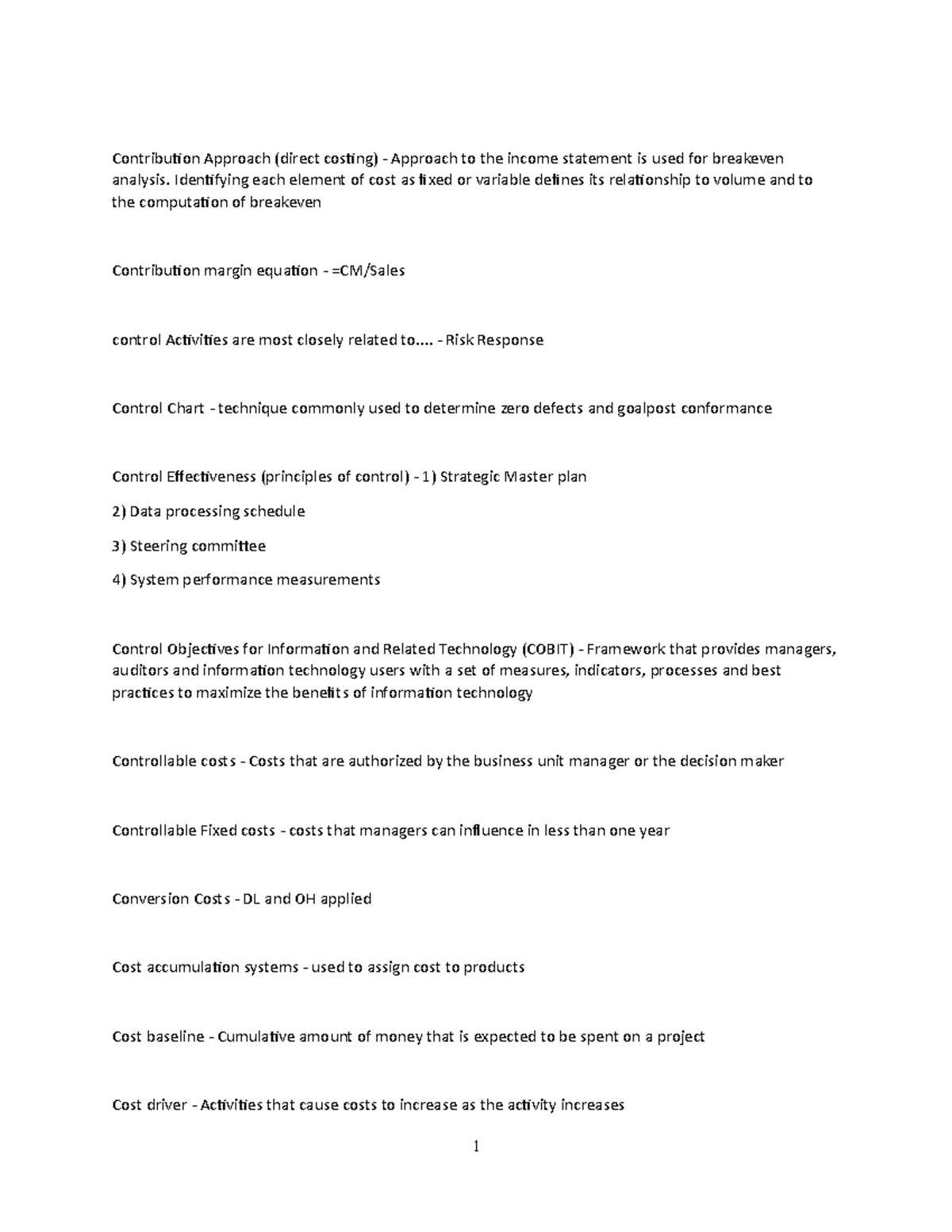 Note 13 - cpa prep - Contribution Approach (direct costing) - Approach ...
