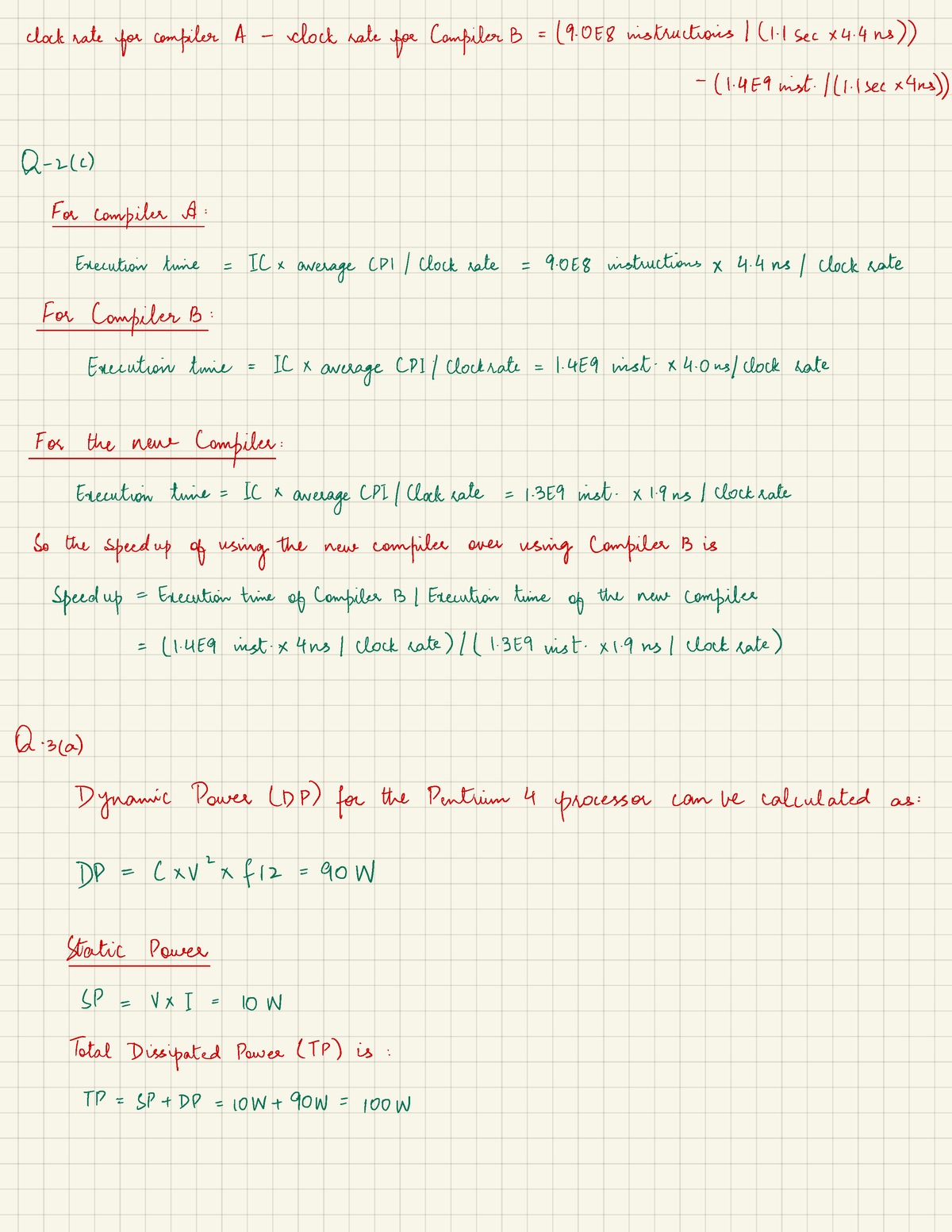 Computer Architecture Home Work - Clock Rate For Compiler A-clockrate ...