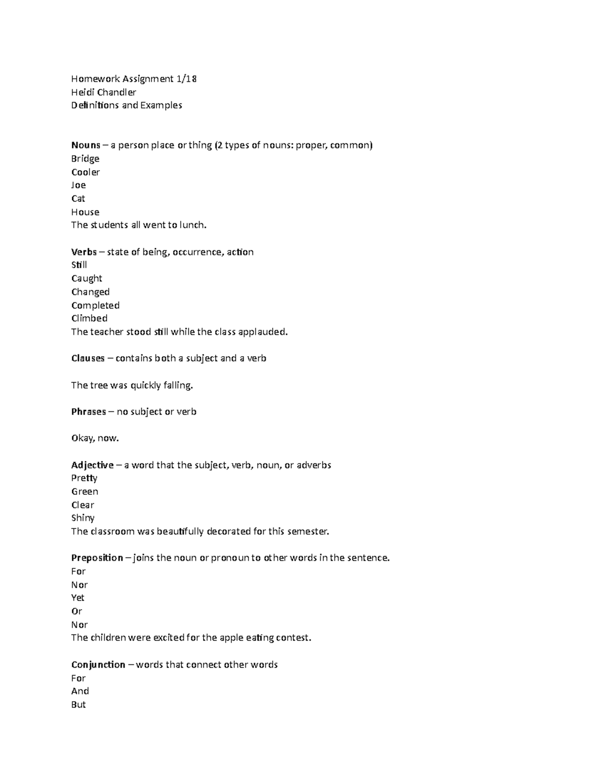 Definitions and Examples 1.18 English - Homework Assignment 1/ Heidi ...