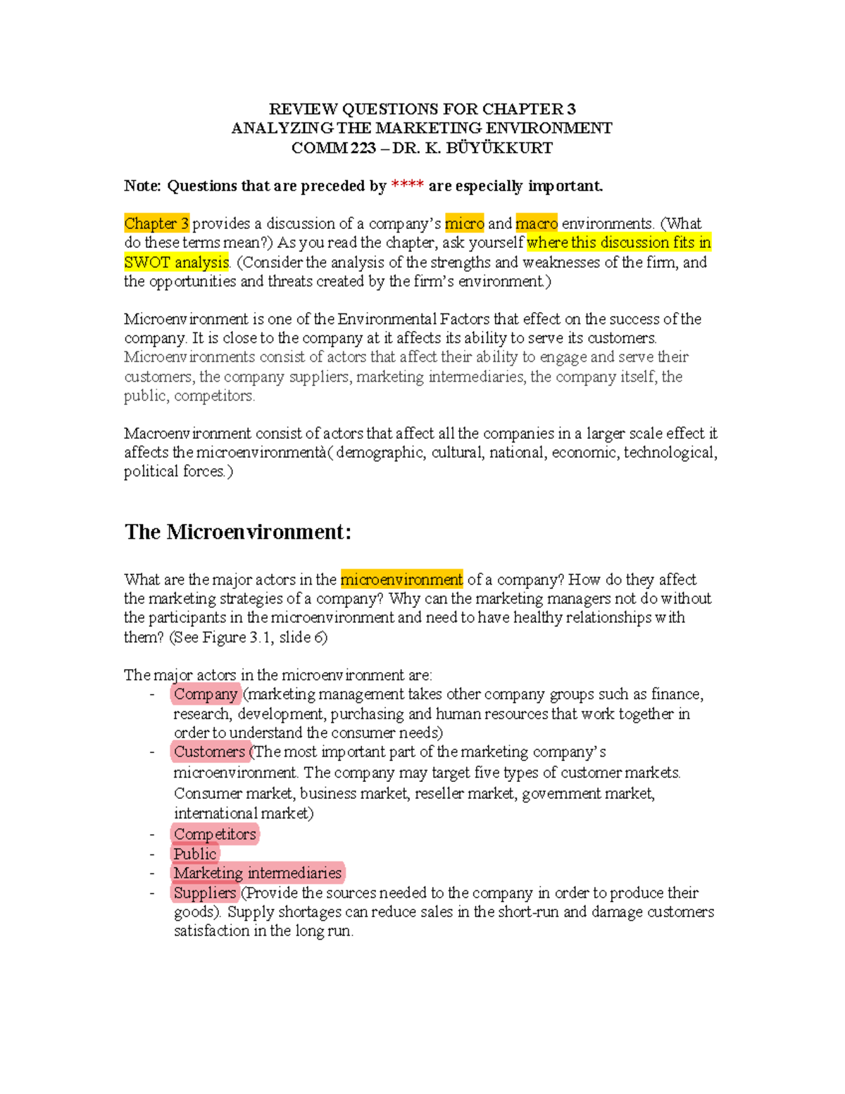 Chapter 3 Review Questions - REVIEW QUESTIONS FOR CHAPTER 3 ANALYZING ...