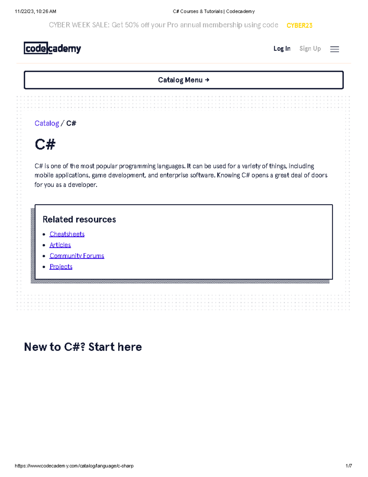 C# Courses & Tutorials Codecademy - CYBER WEEK SALE: Get 50% o your Pro ...