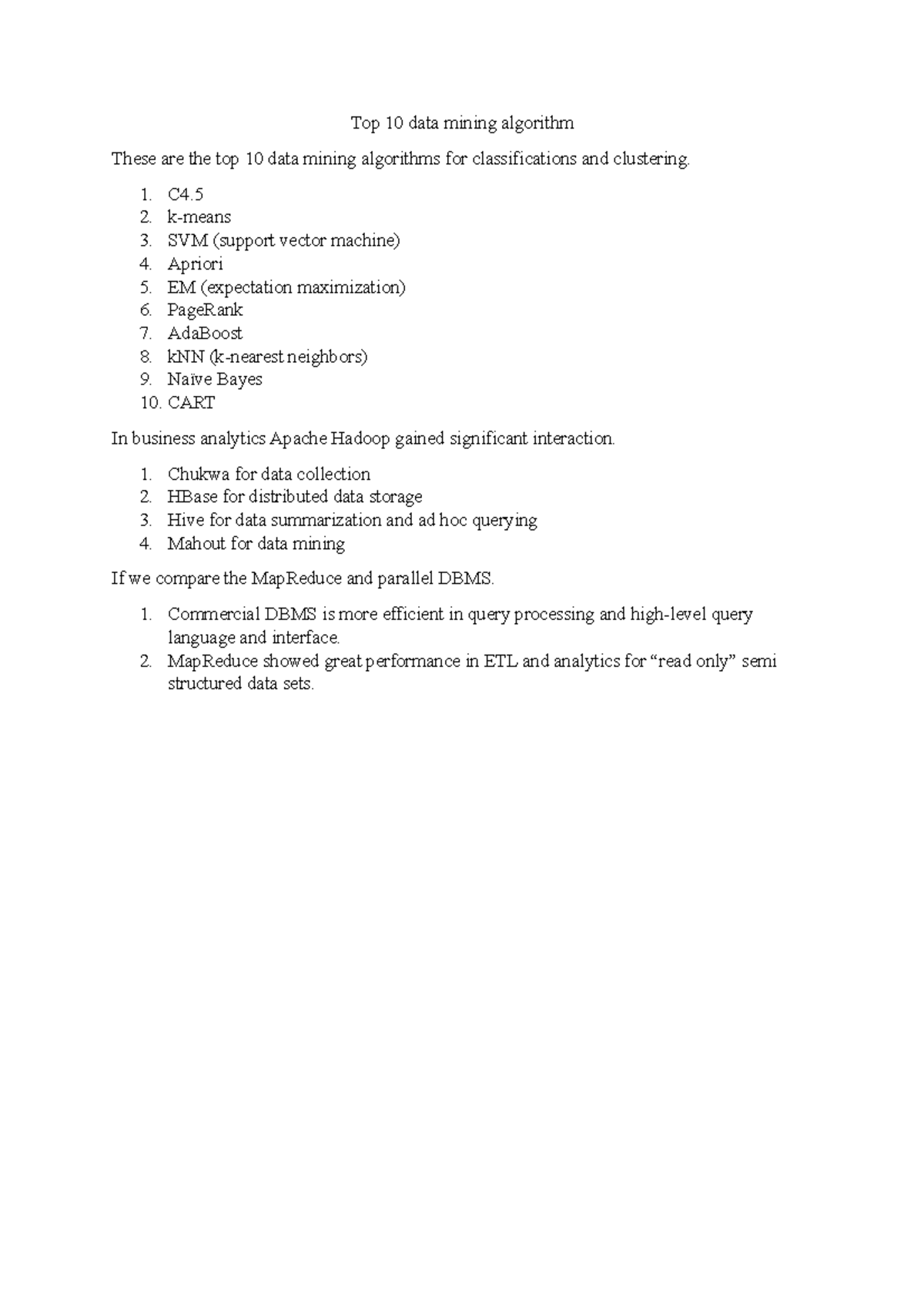 Notes vfgfgffgf ho to use - Top 10 data mining algorithm These are the ...
