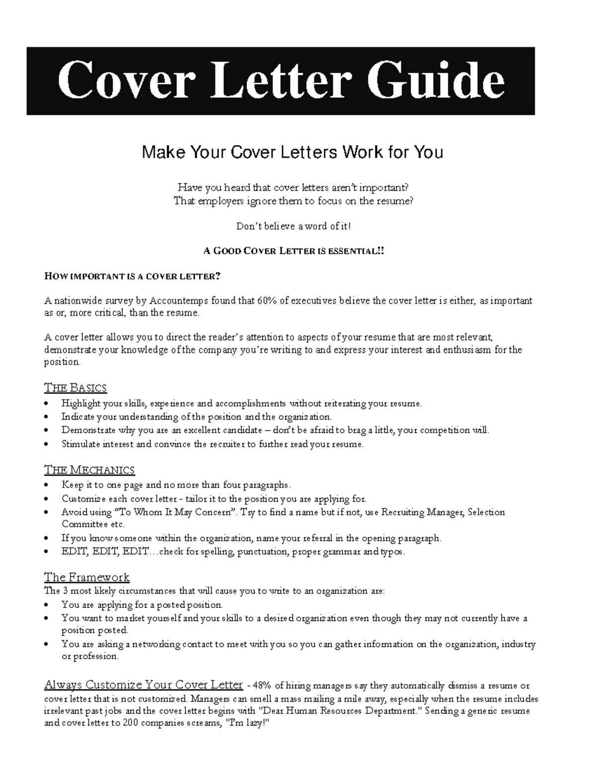 Cover Letter Samples - Cover Letter Guide Make Your Cover Letters Work 