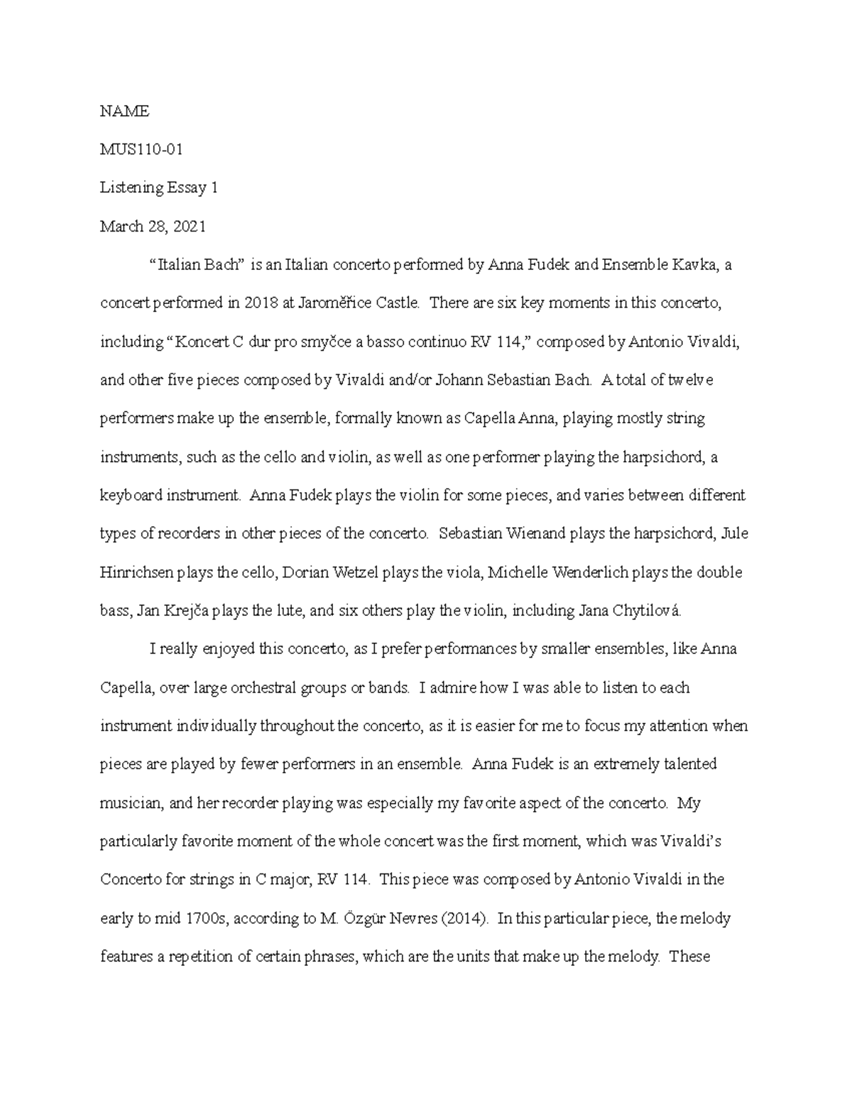 classical music essay topic