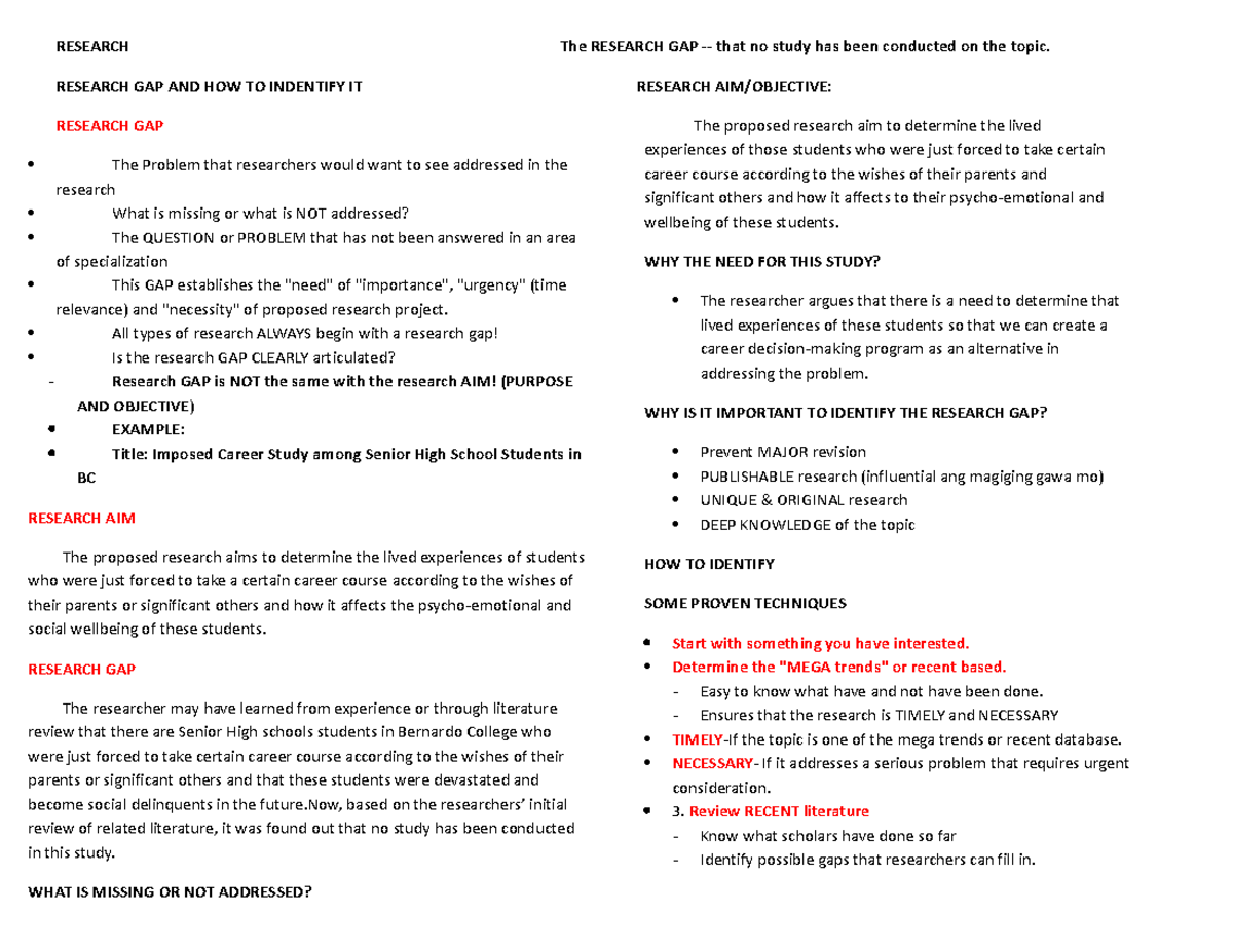 Research 1203 Notes - E-Tech - RESEARCH RESEARCH GAP AND HOW TO ...