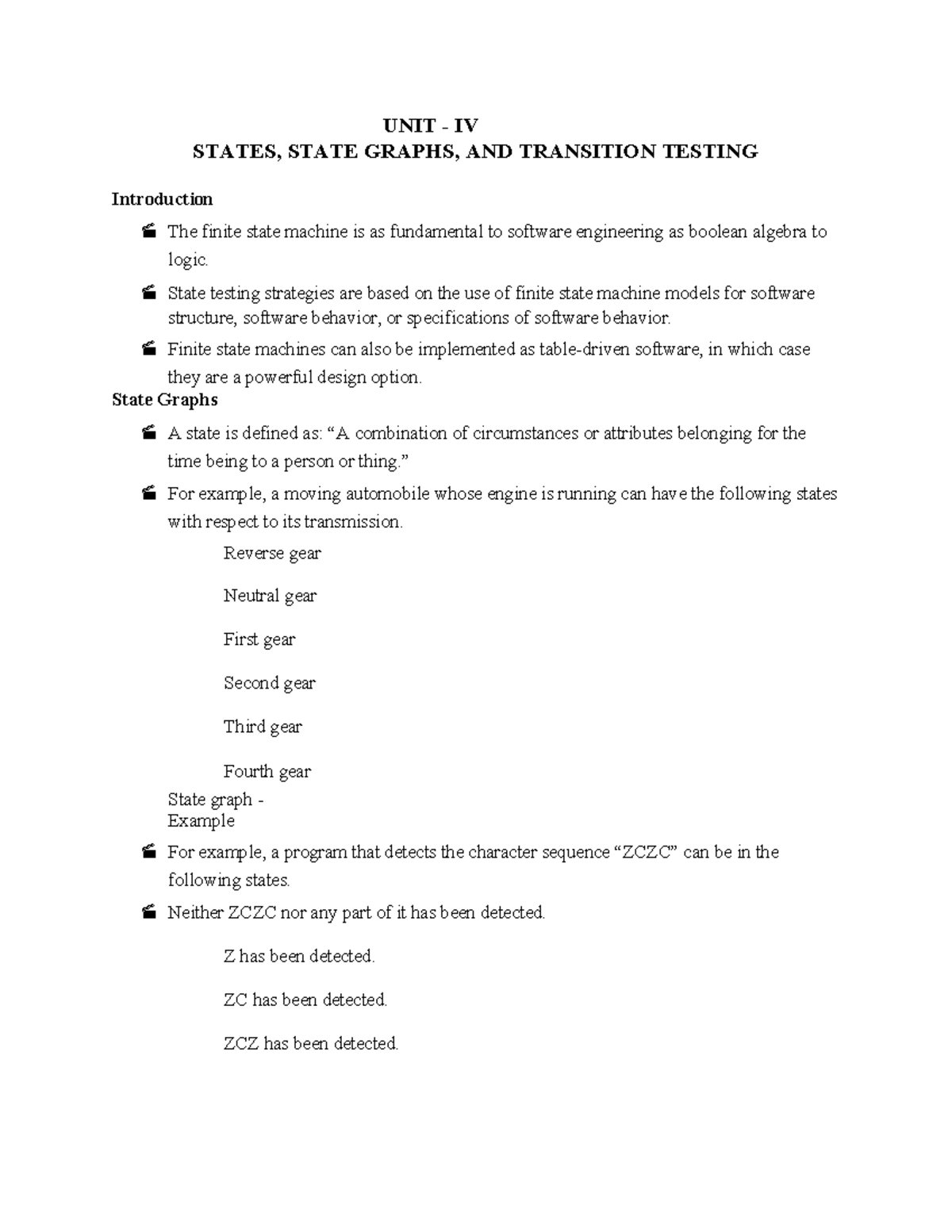 STM-UNIT-4 Notes - UNIT - IV STATES, STATE GRAPHS, AND TRANSITION ...