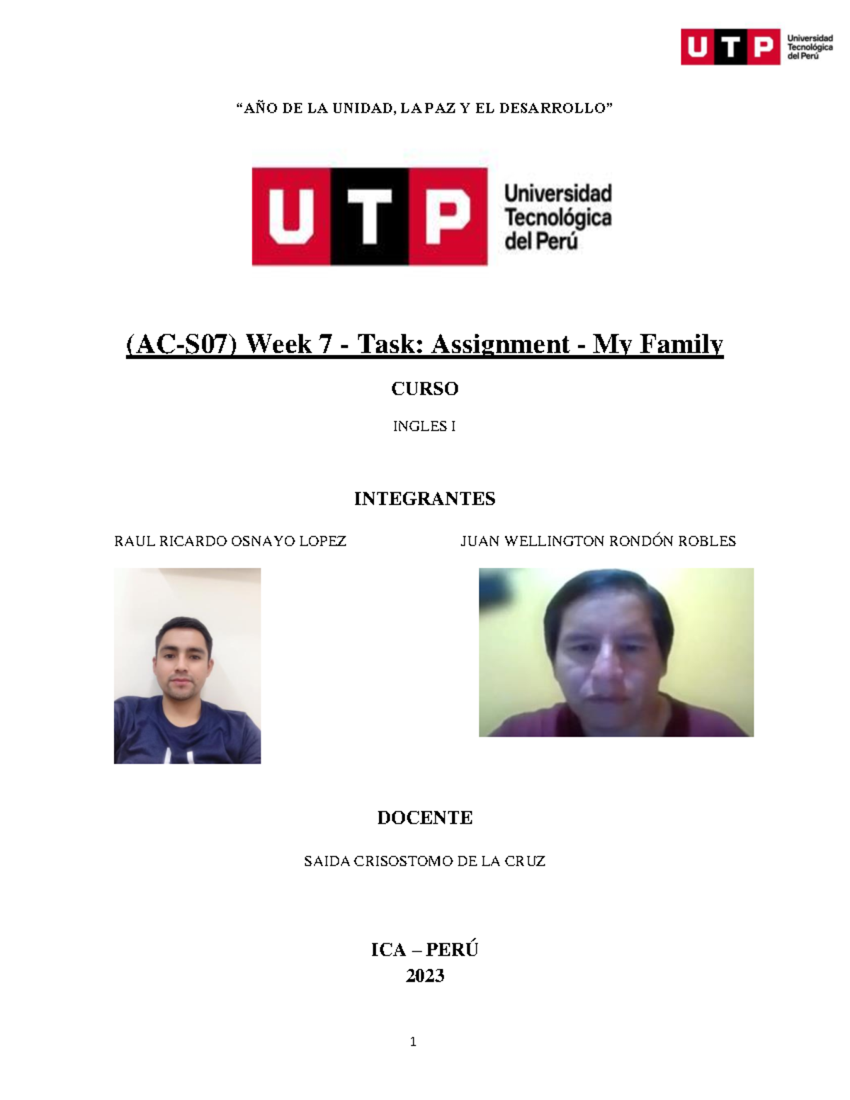 (ac s07) week 7 task assignment my family utp