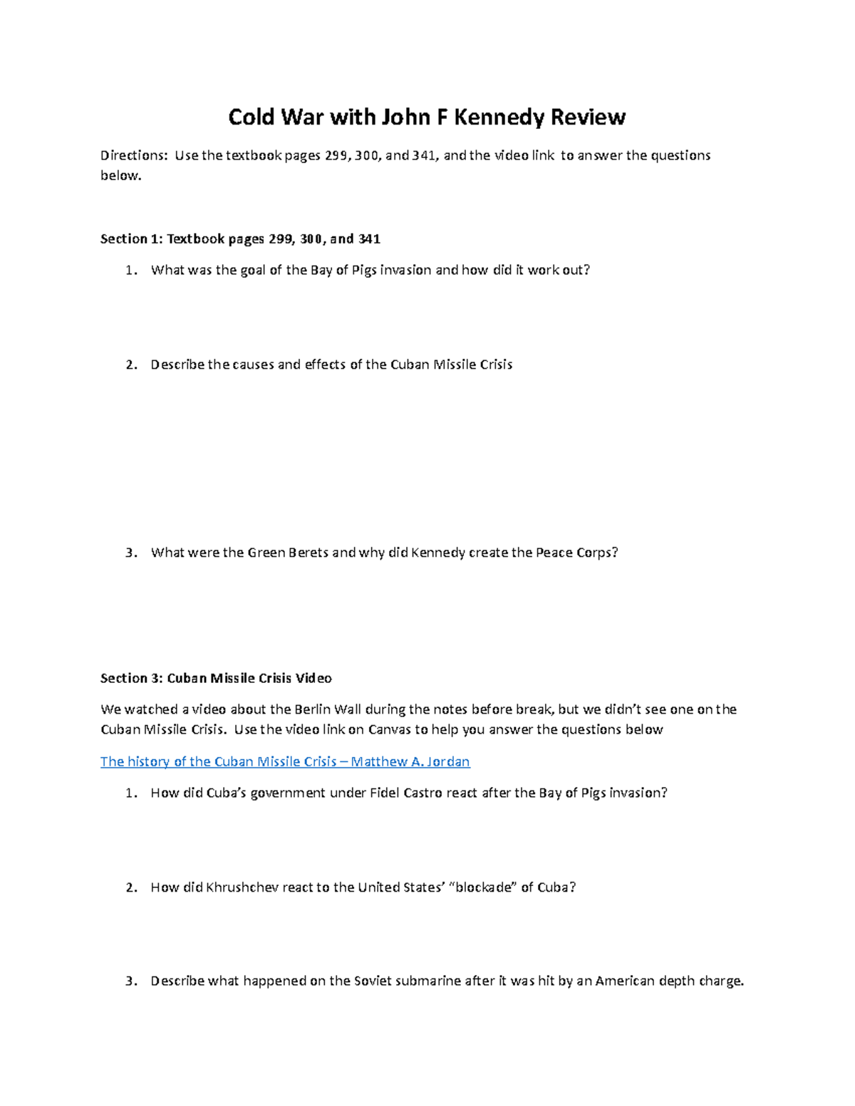 Kennedy Review chapter 2 notes Directions Use the textbook pages 299, 300, and 341, and the