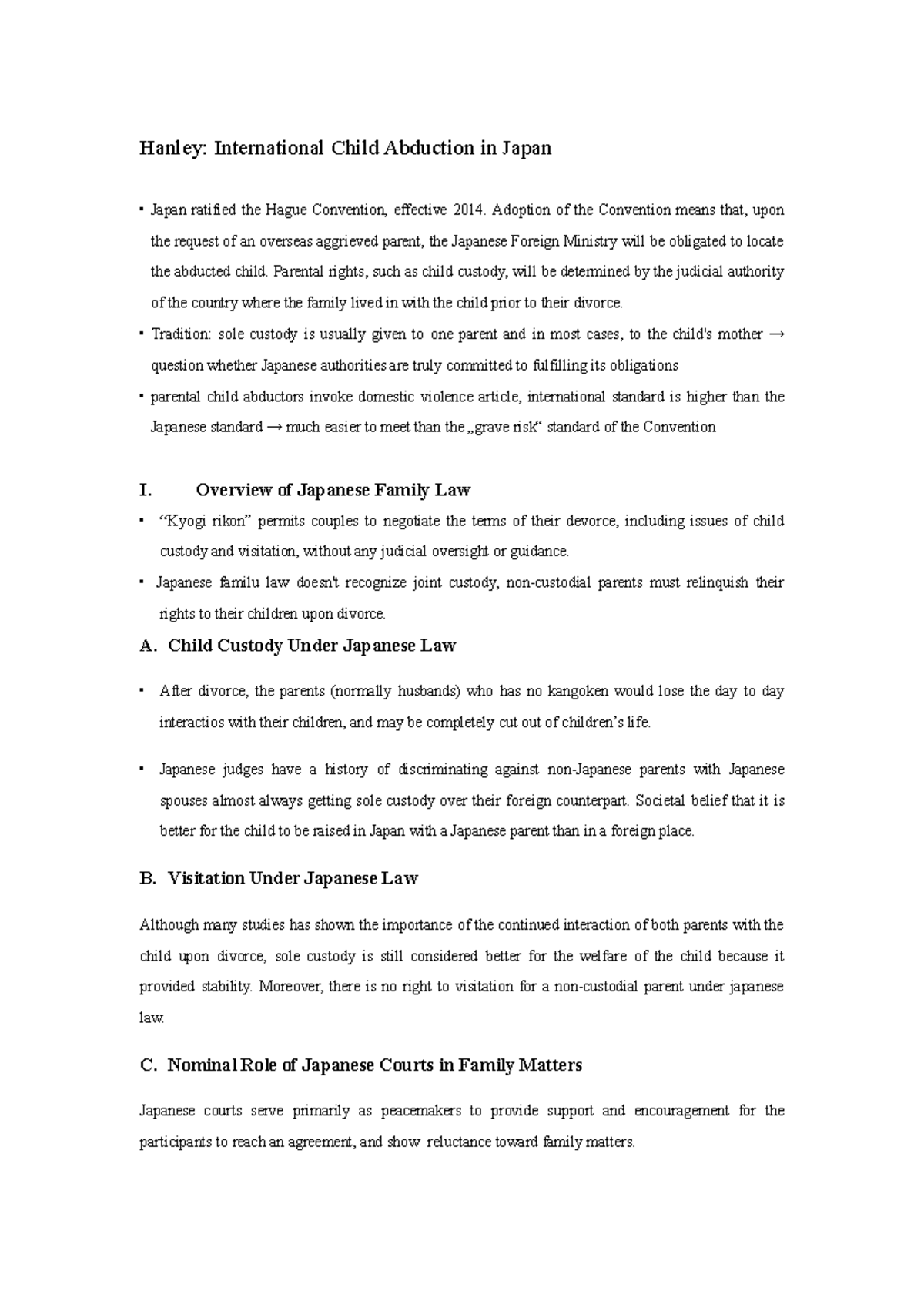 Hanley International Child Abduction in Japan Adoption of the