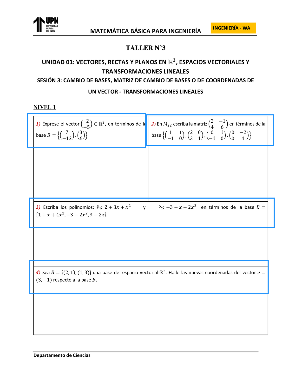 Taller De La Semana 03 - MATEM¡TICA B¡SICA PARA INGENIERÕA TALLER N ...