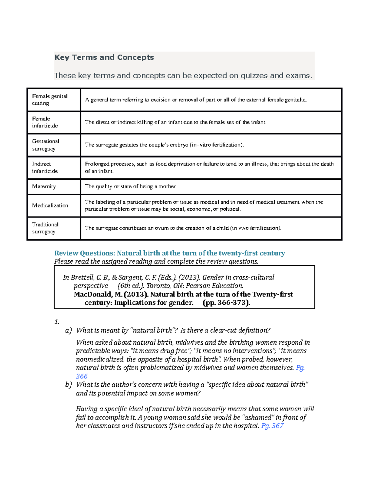 Module 9 review final Key Terms and Concepts These key terms and