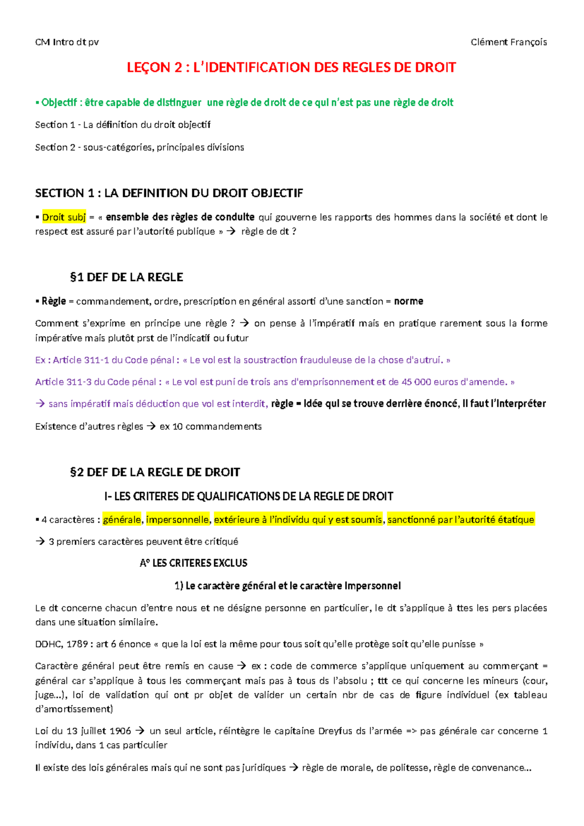 Leçon 2 - L’ Identification DES Regles DE Droit copie - LEÇON 2 : L ...