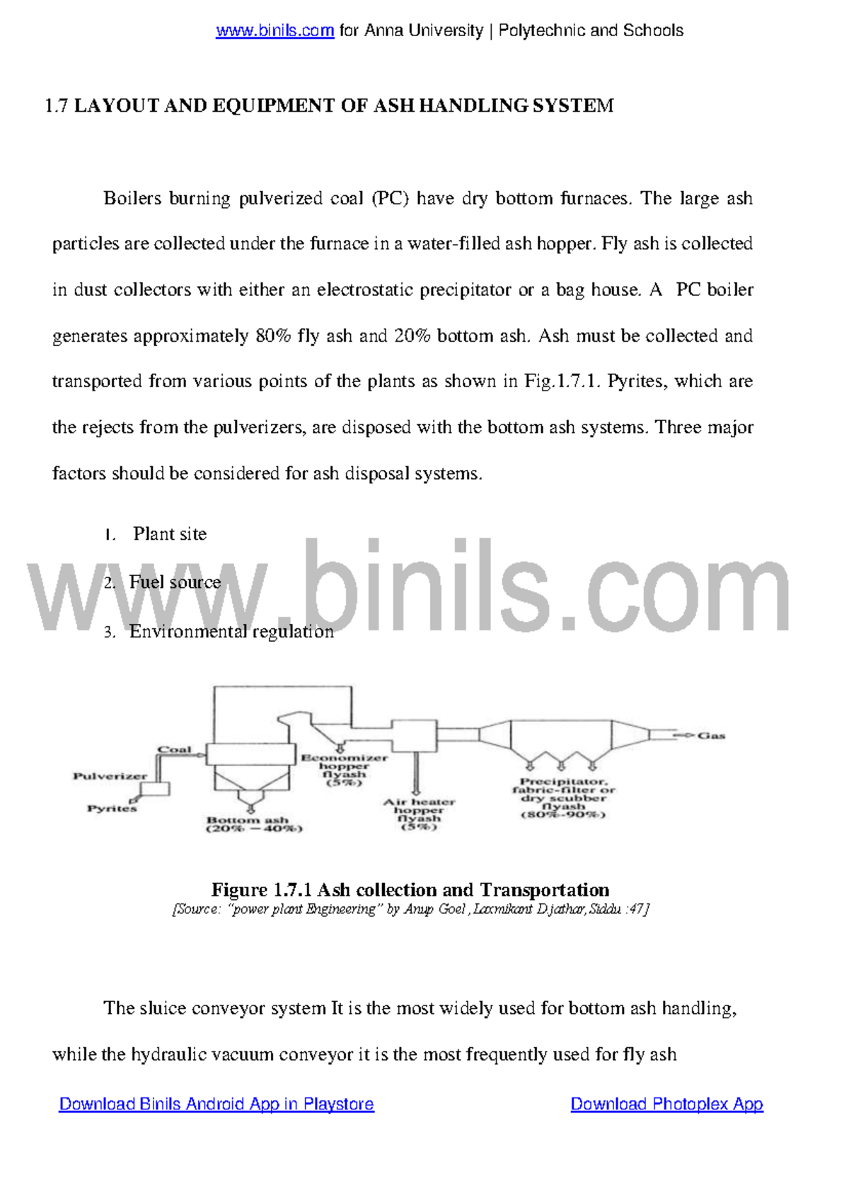 ME8792 UNIT 1 Ash Handling - 1 LAYOUT AND EQUIPMENT OF ASH HANDLING ...