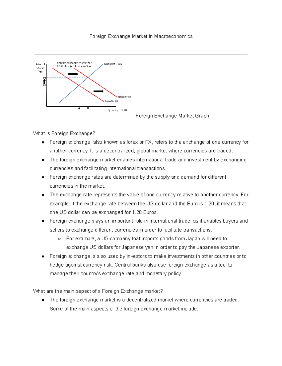 ECO 100 Foreign Exchange Market in Macroeconomics Foreign Exchange Market in Macroeconomics