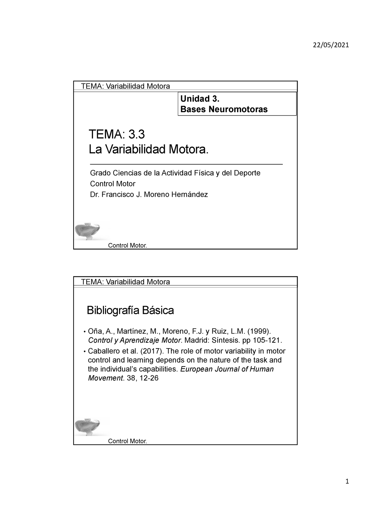 Tema Variabilidad Tema Variabilidad Motoratema