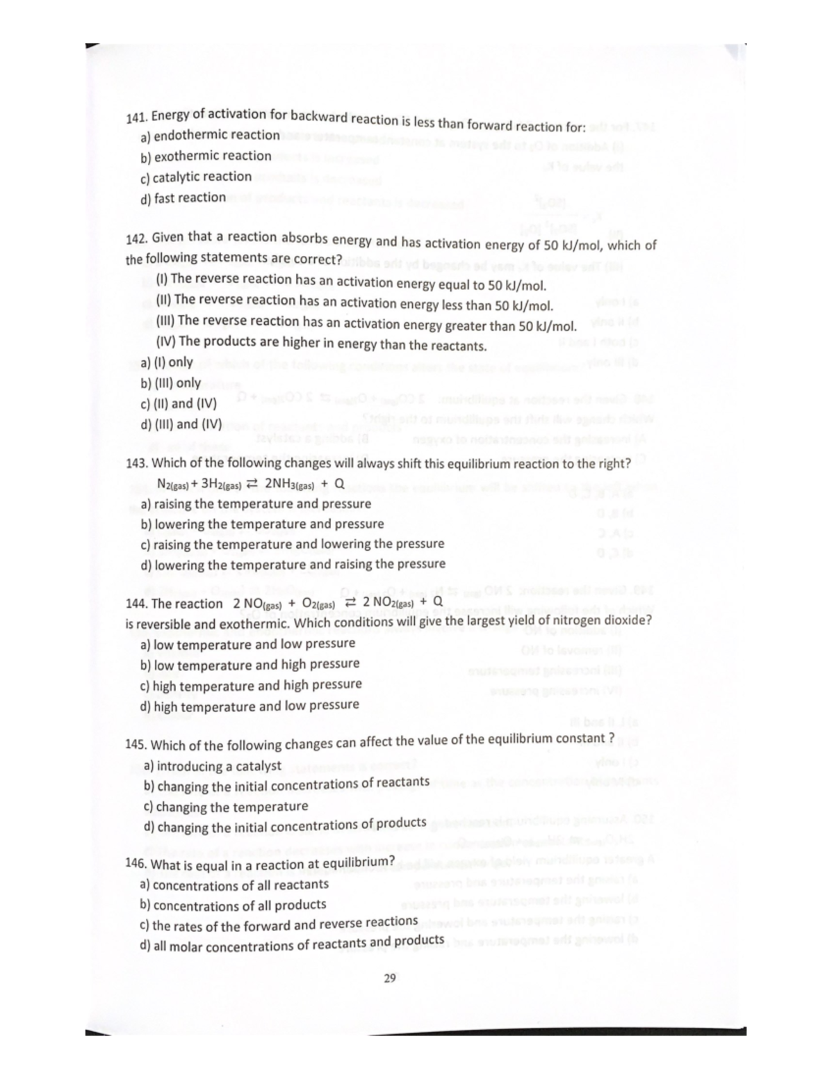 Multiple Choice Questions 2 - Biology - Studocu