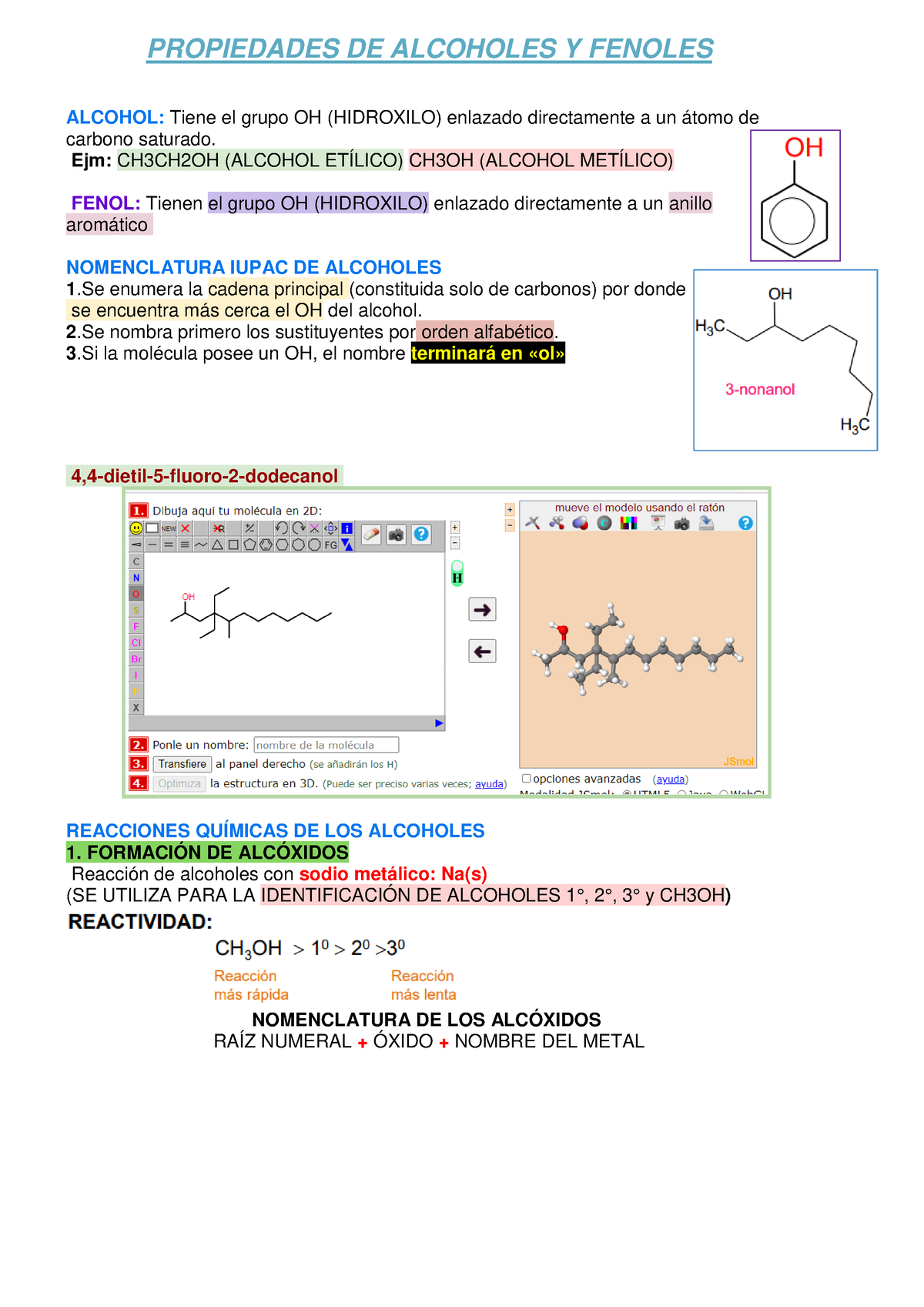 Propiedades De Alcoholes Y Fenoles - PROPIEDADES DE ALCOHOLES Y FENOLES ...