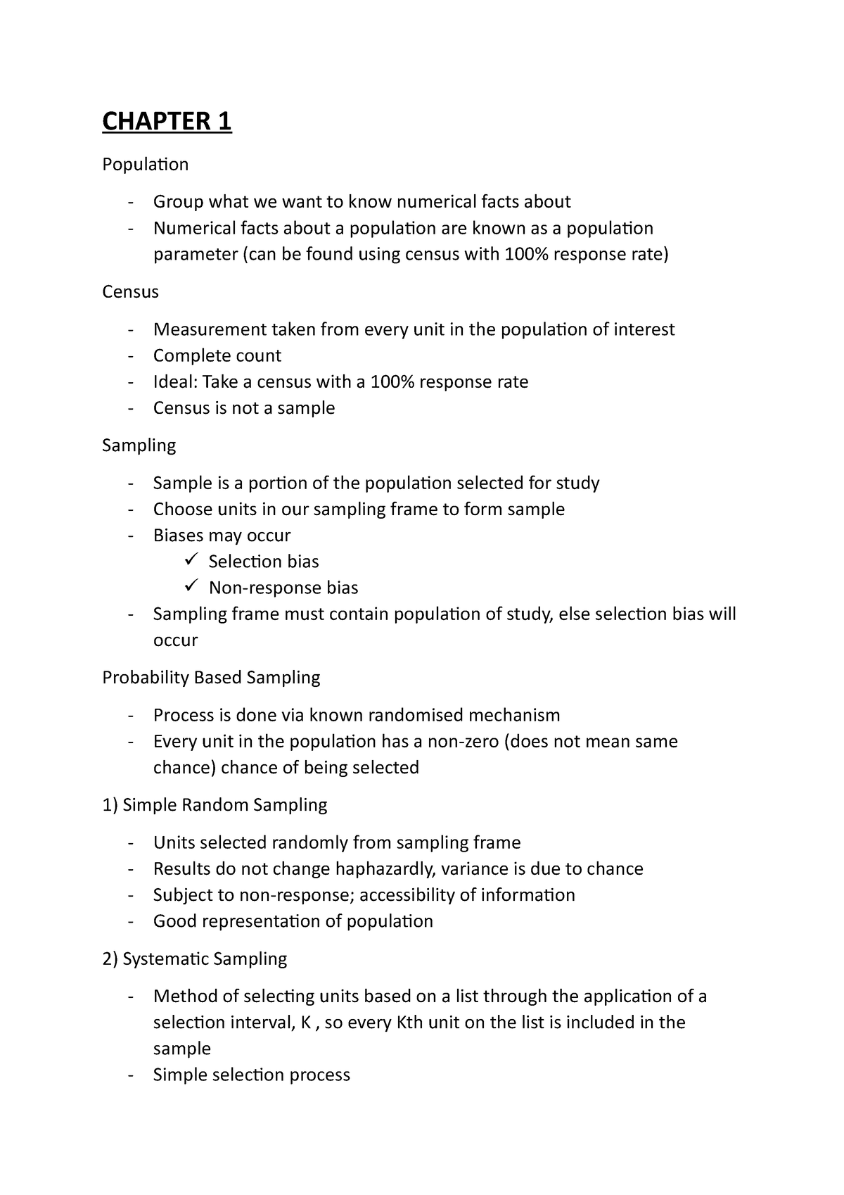 GEA1000 Cheat Sheet - CHAPTER 1 Population Group what we want to know ...