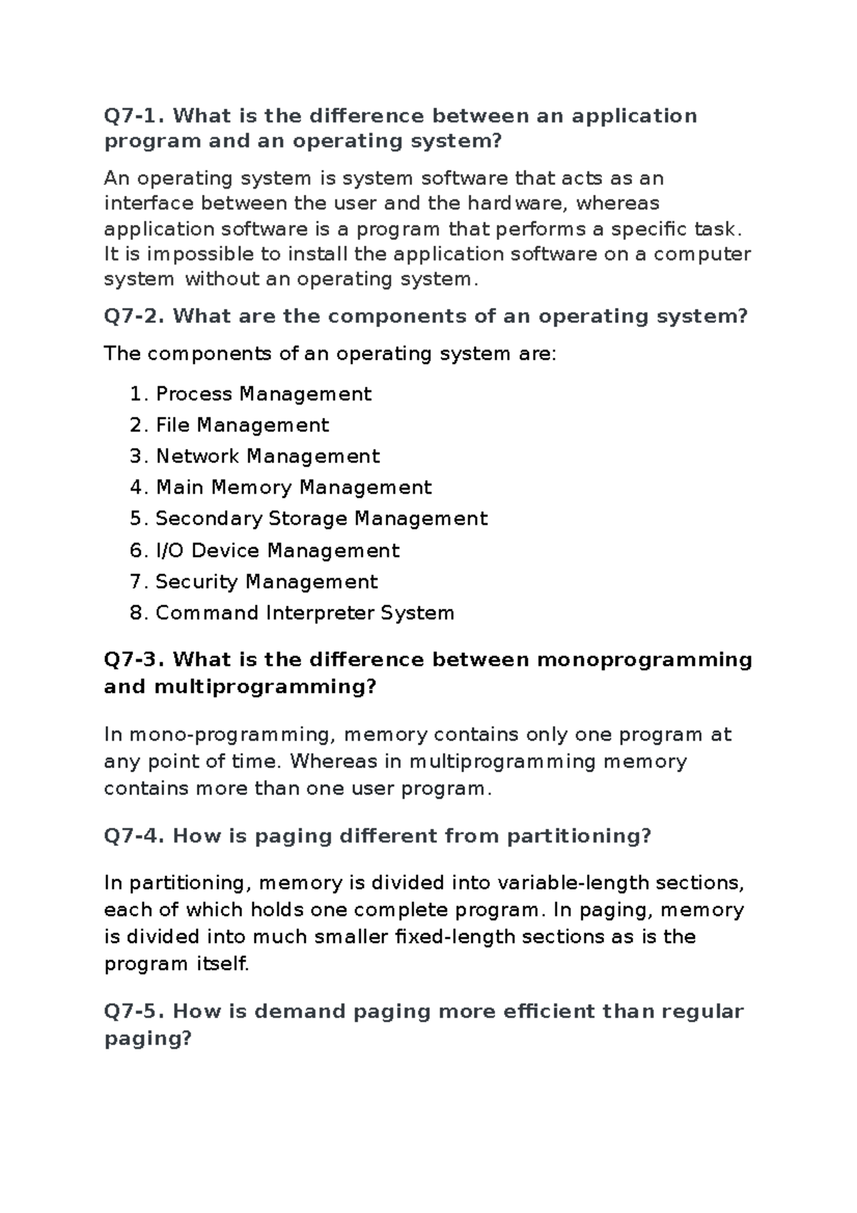 CSI week7 - sss - Q7-1. What is the difference between an application ...