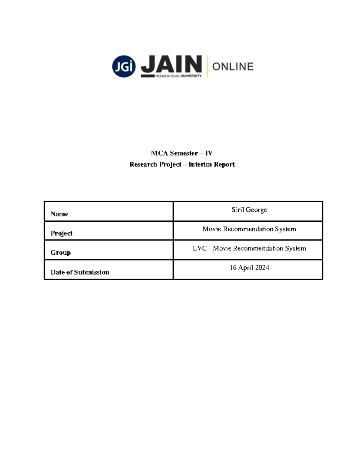 Interim+Report+221VMTR02391 - MCA Semester – IV Research Project ...