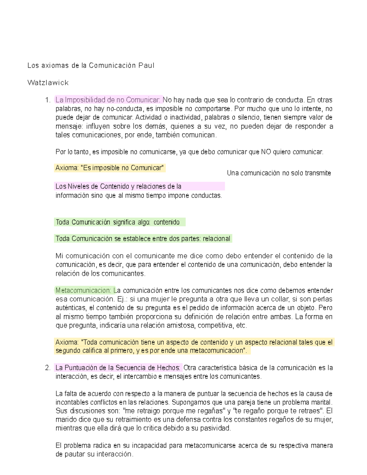 Los Axiomas De La Comunicación Paul Watzlawick Los Axiomas De La Los Axiomas De La Comunicación Paul Watzlawick Los Axiomas De La
