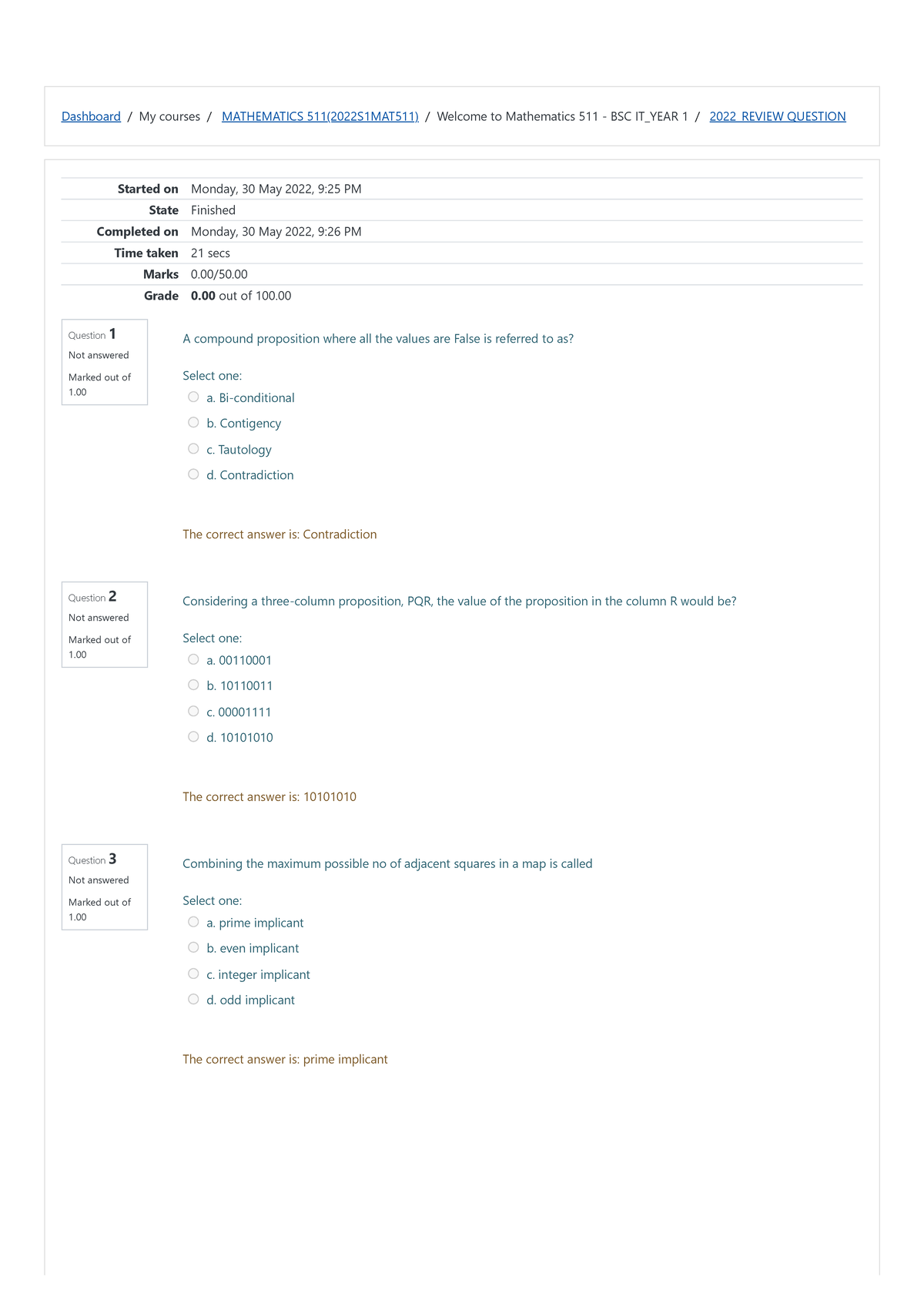 Eve Maths Ca2 Reveiw - Dashboard   My Courses   Mathematics 511 