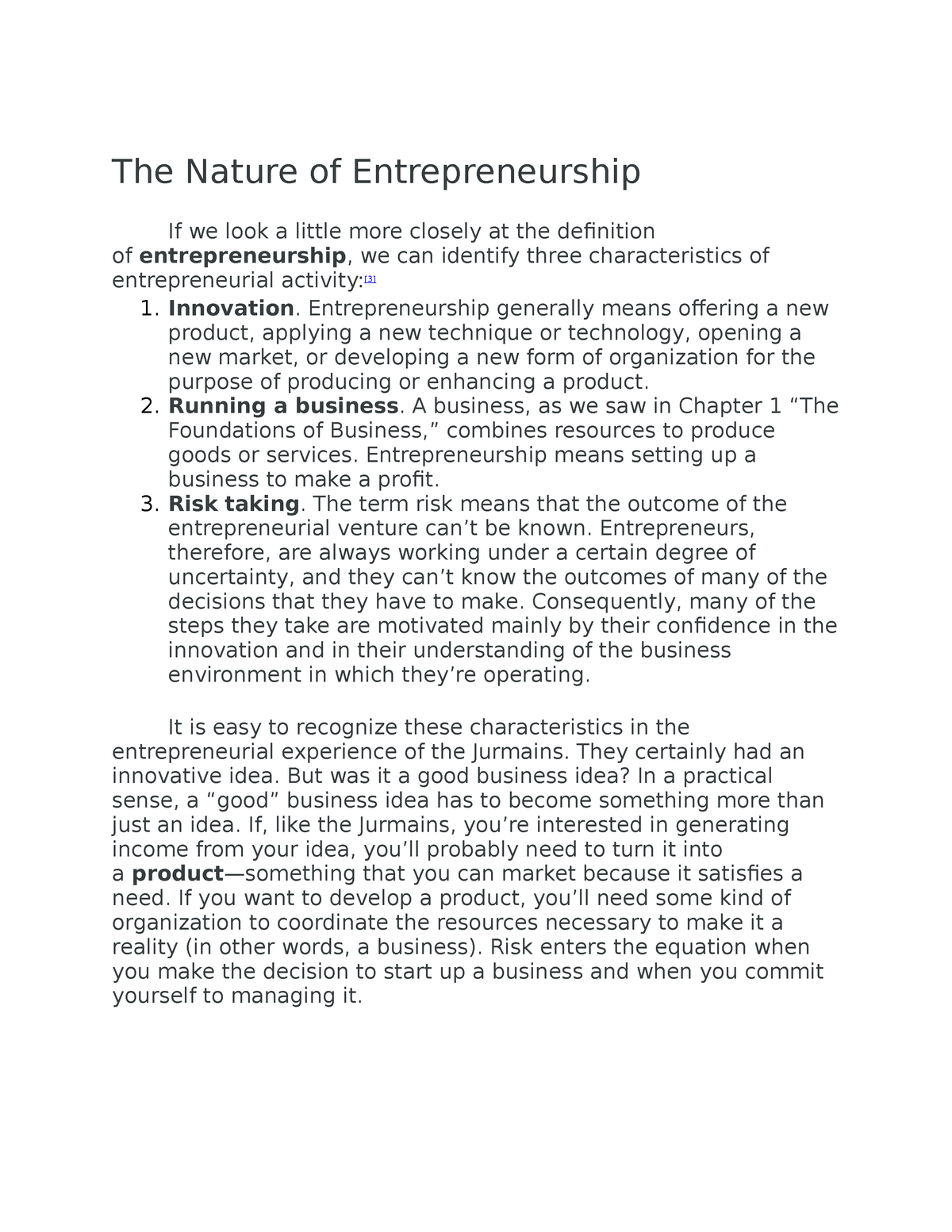 The Nature Of Entrepreneurship - Entrepreneurship Generally Means ...