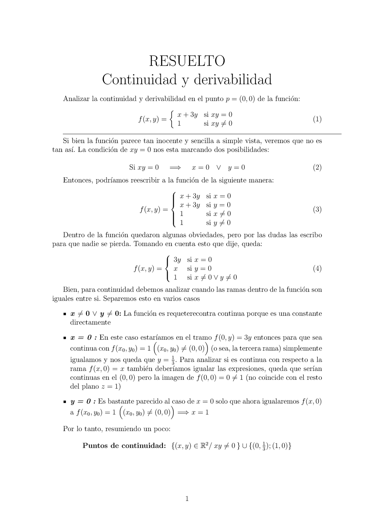 Continuidad Y Derivabilidad - Resuelto - RESUELTO Continuidad Y ...