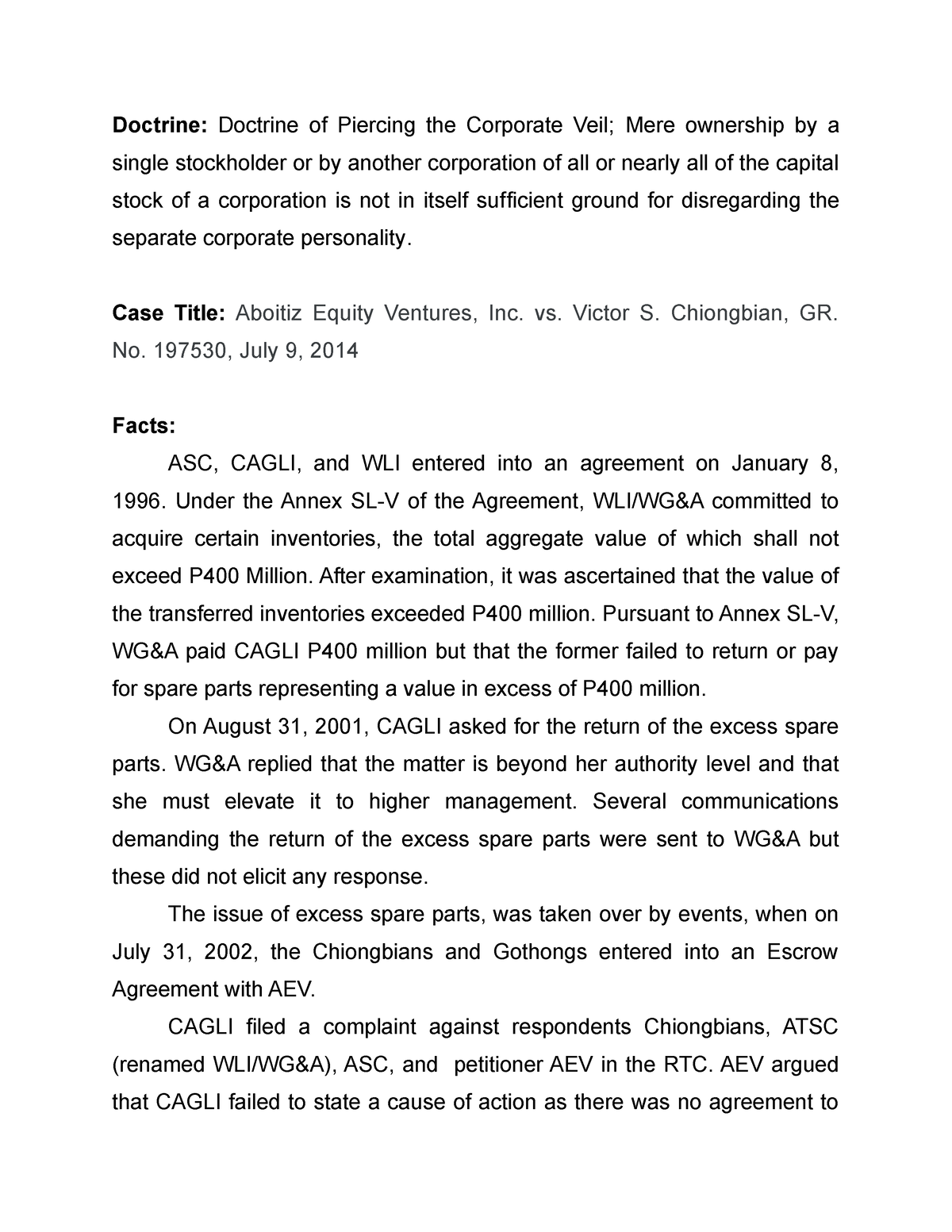 1 Aboitiz Equity Ventures, Inc. Vs. Victor S. Chiongbian, GR. No ...