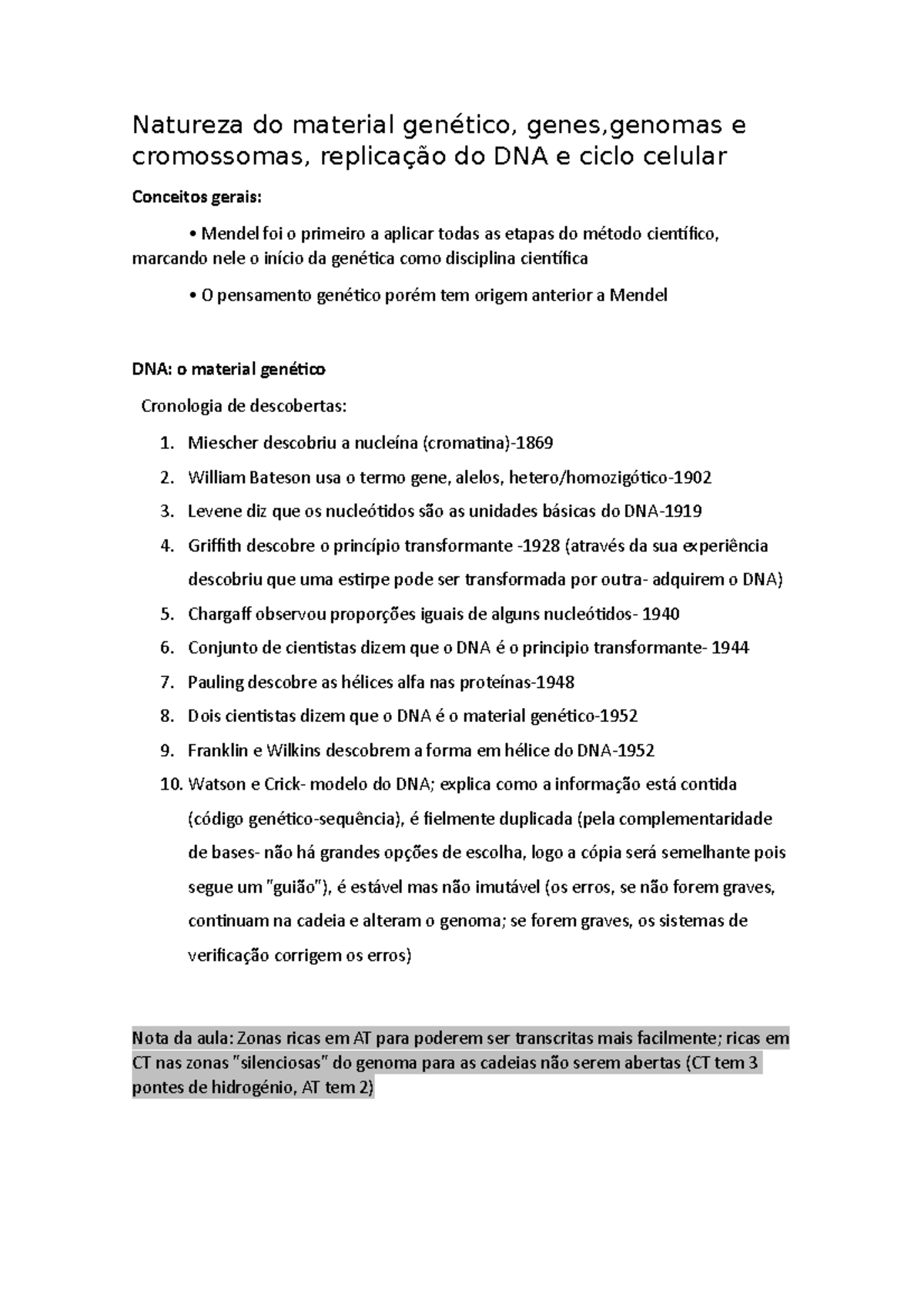 Natureza do material genético resumo - Natureza do material genético ...