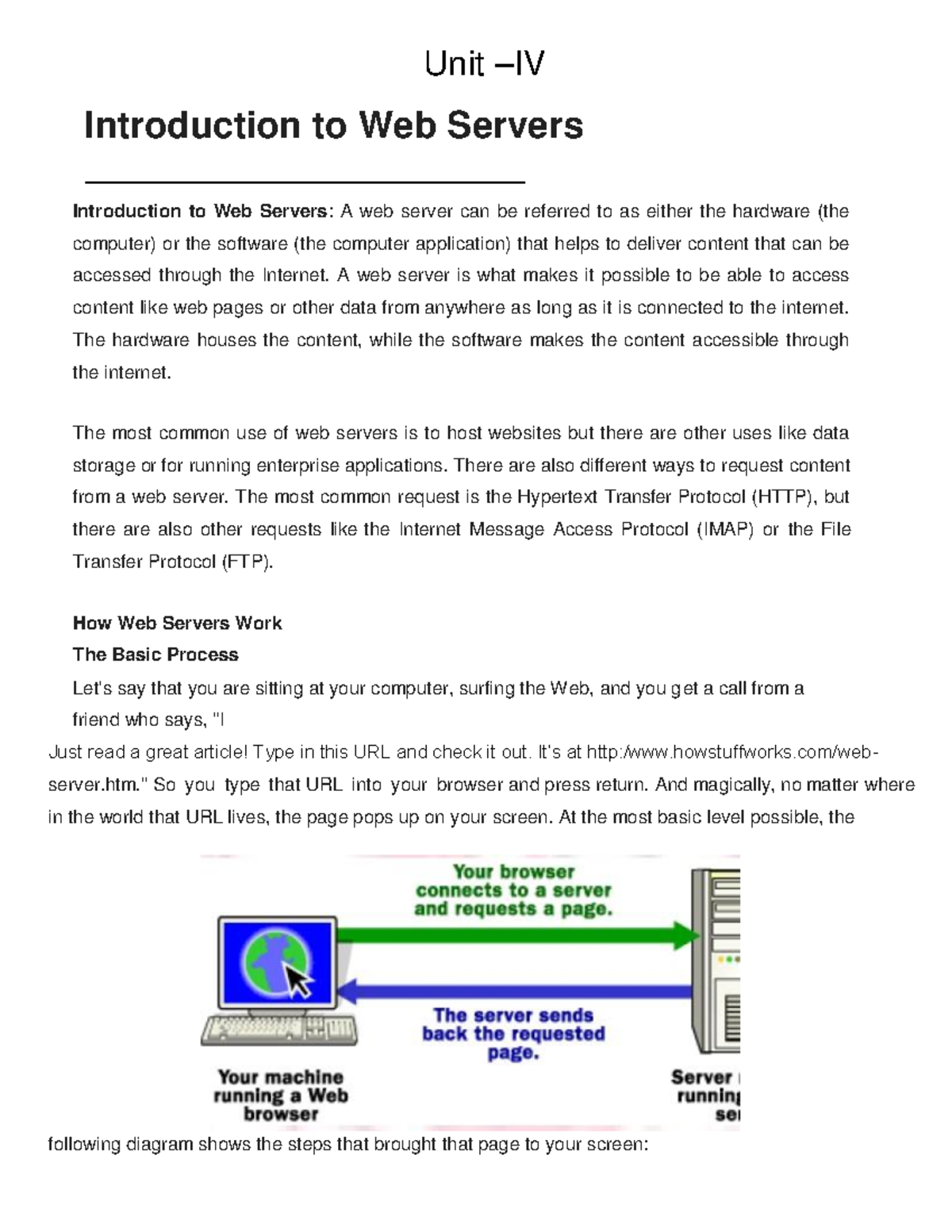Ifunit 4 - notes - Unit – IV Introduction to Web Servers Introduction ...