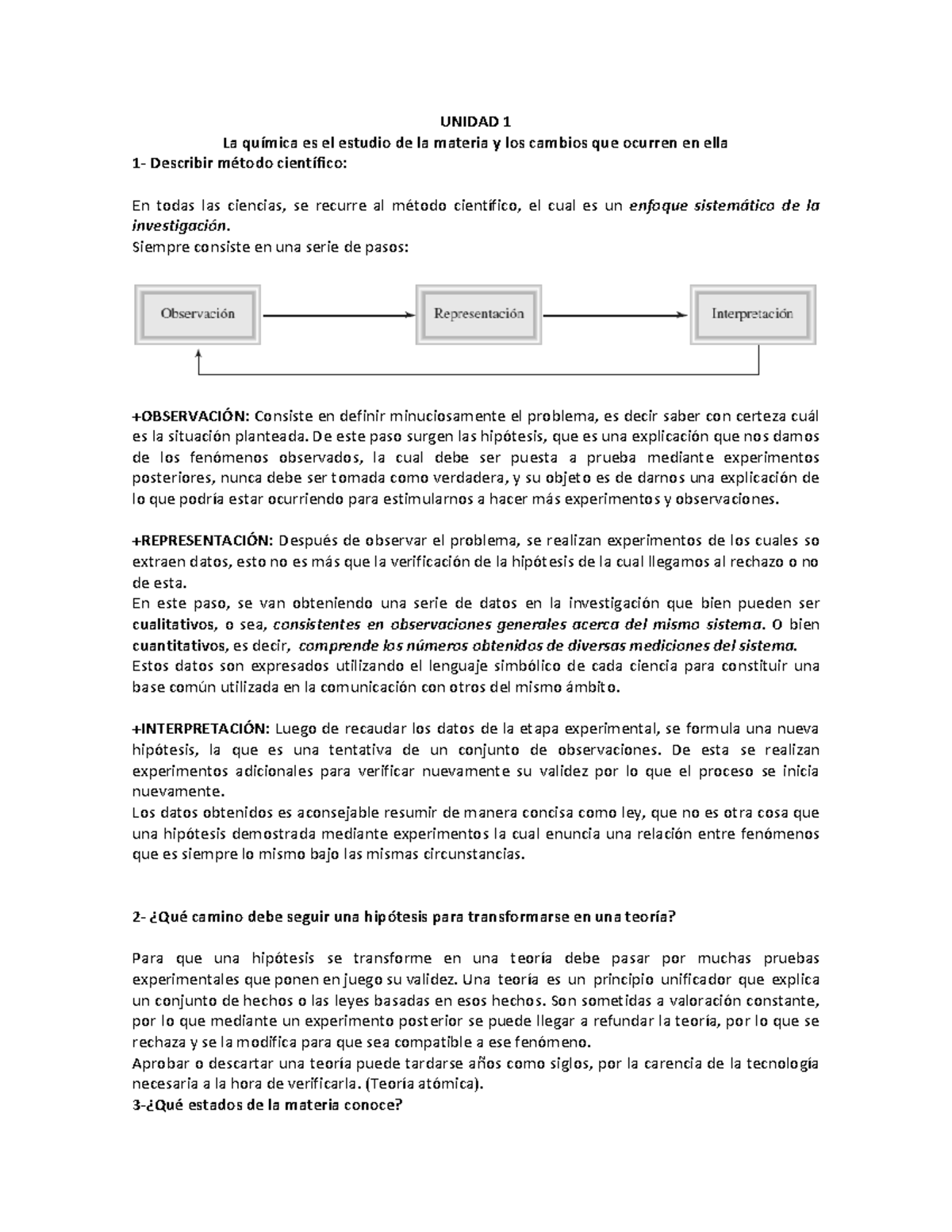 Preguntas Teóricas DEL Final Resueltas - UNIDAD 1 La Química Es El ...