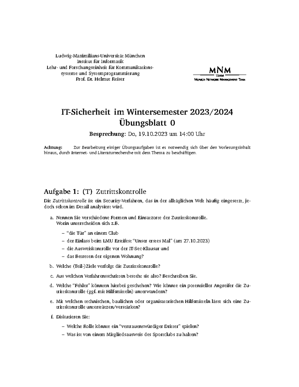 ubungsBlatt 00-3 - Ludwig-Maximilians-Universität München Institut für