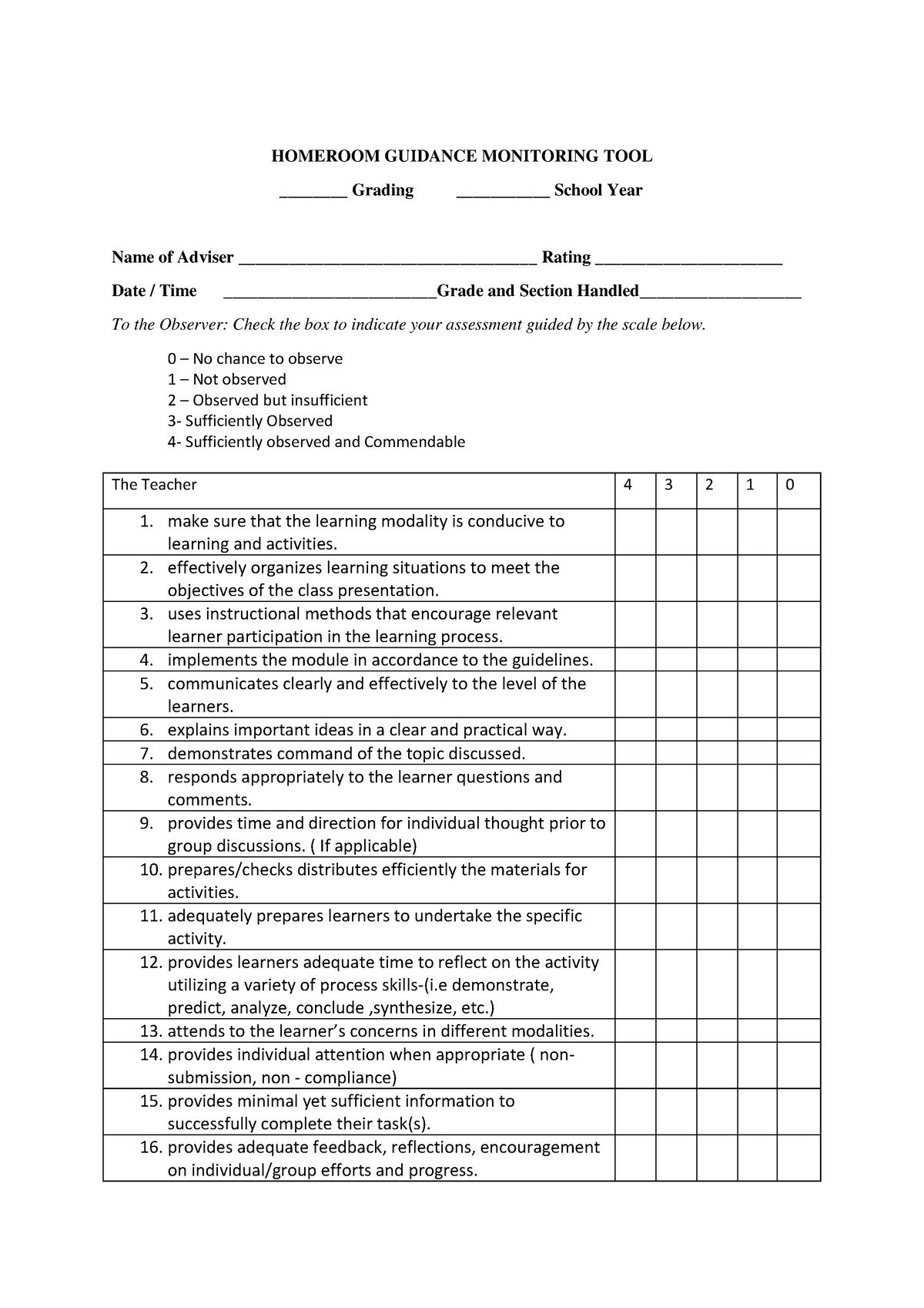 HG Monitoring TOOL for teachers school Level - HOMEROOM GUIDANCE ...