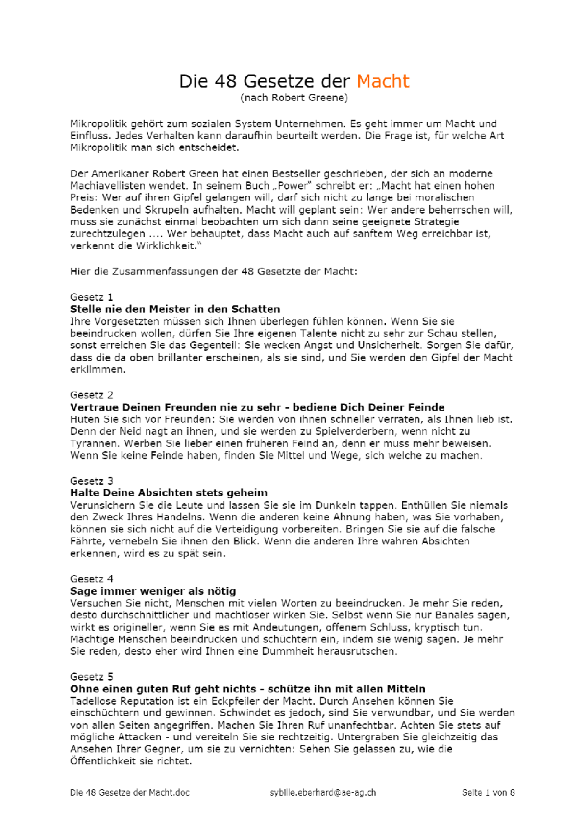 Die 48 Gesetze Der Macht Zusammenfassung Die 48 Gesetze der Macht - Didaktische Analyse von Lehr- und