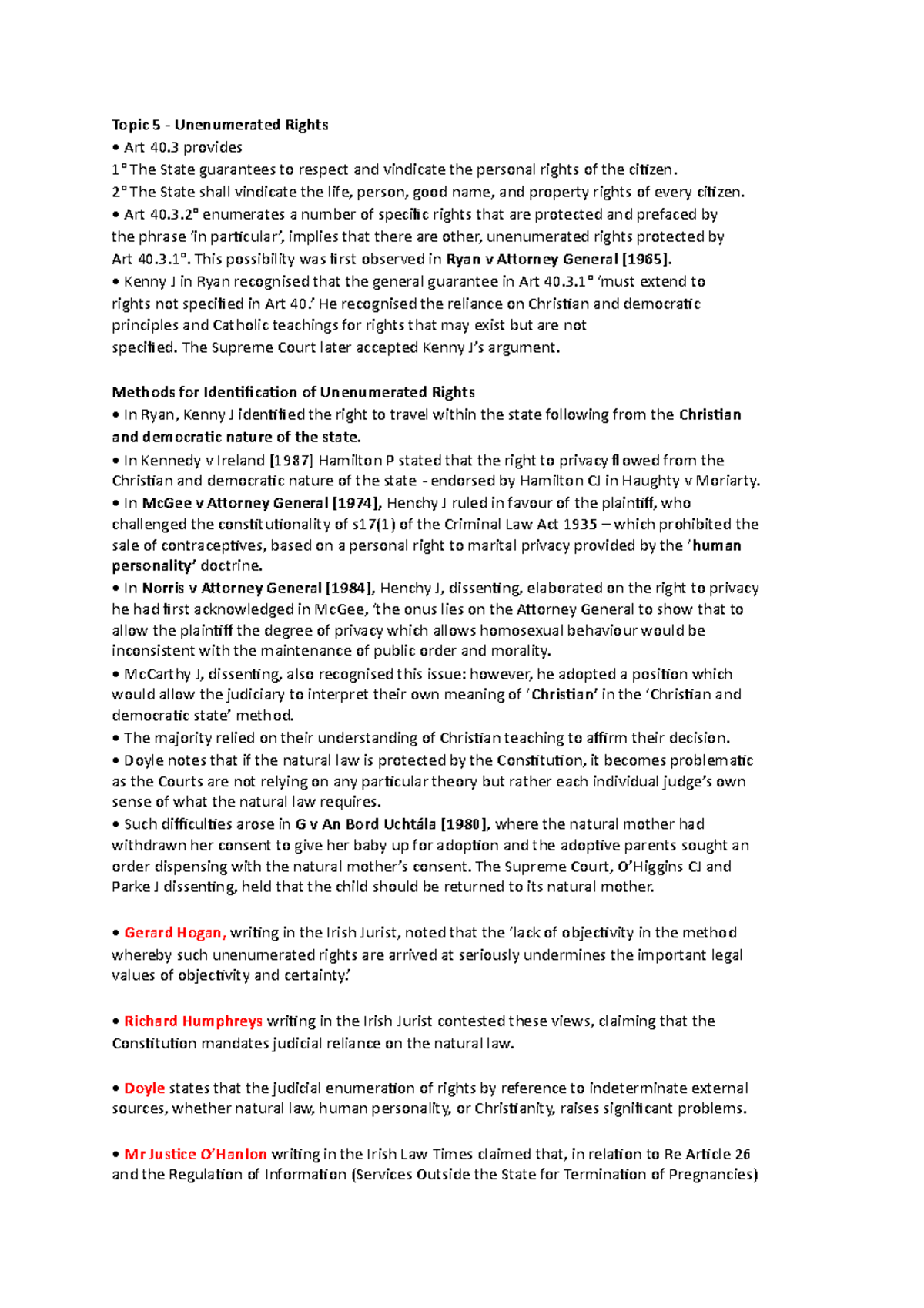 Con law topic 5 summary Constitutional Law Cases Comments and
