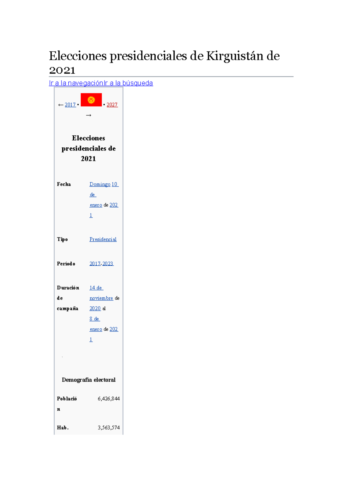 Elecciones presidenciales de Kirguistán de 2021 para una buena