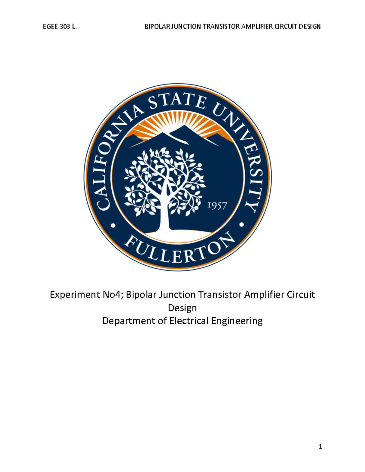LAB6 Bipolar Junction Transistor Amplifier Circuit Design
