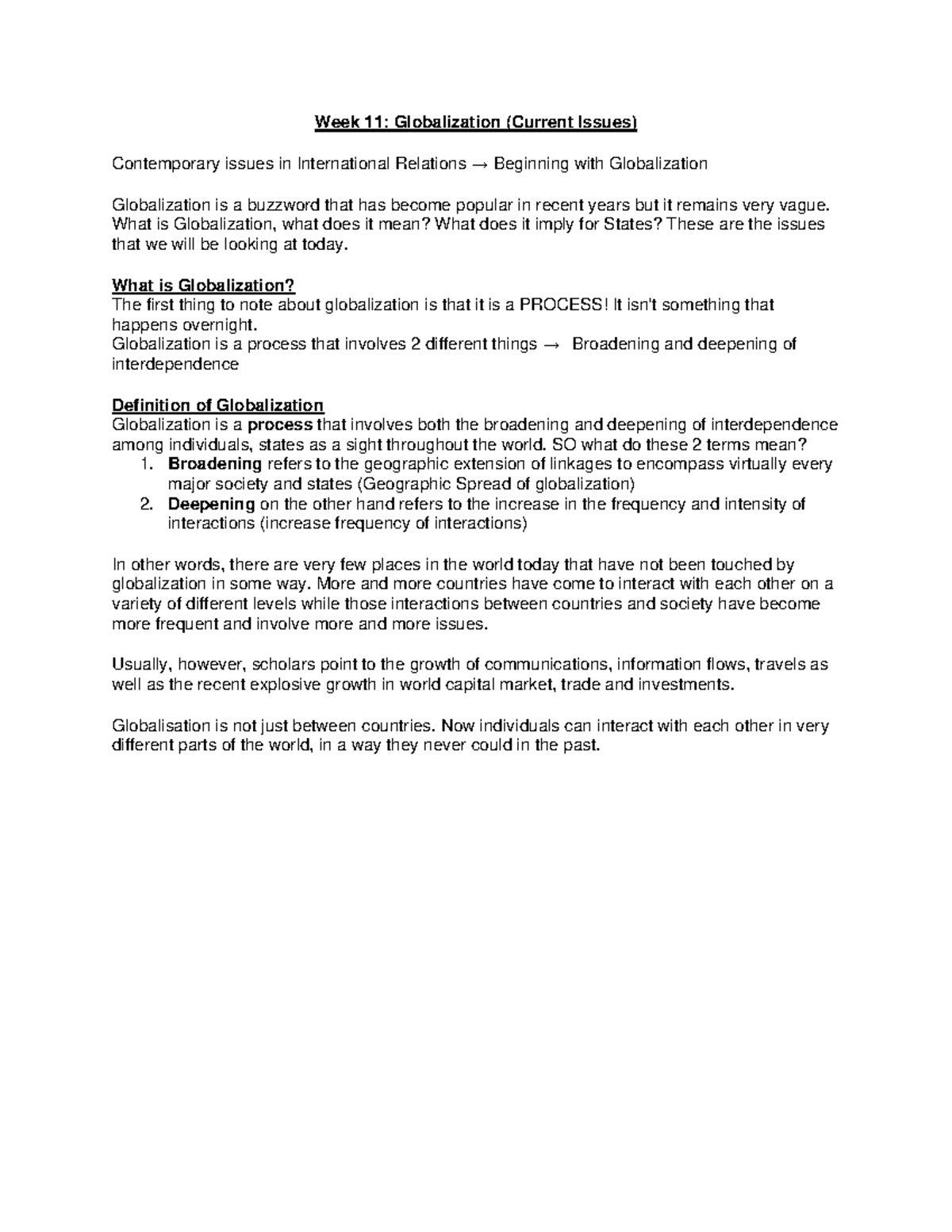 Week 11 Lecture on Globalisation - Week 11: Globalization (Current ...
