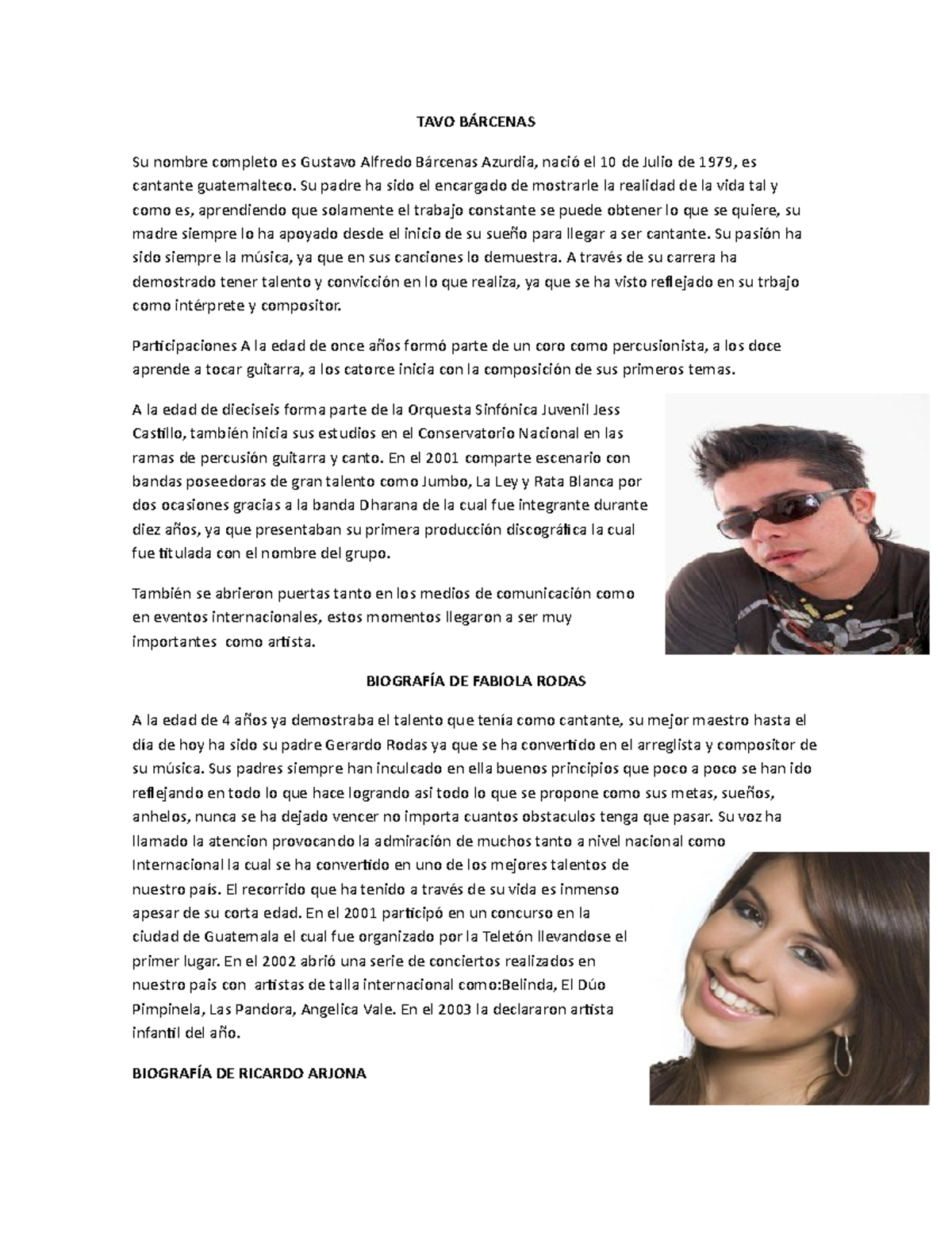 Cantantes guatemaltecos - TAVO BÁRCENAS Su nombre completo es Gustavo ...